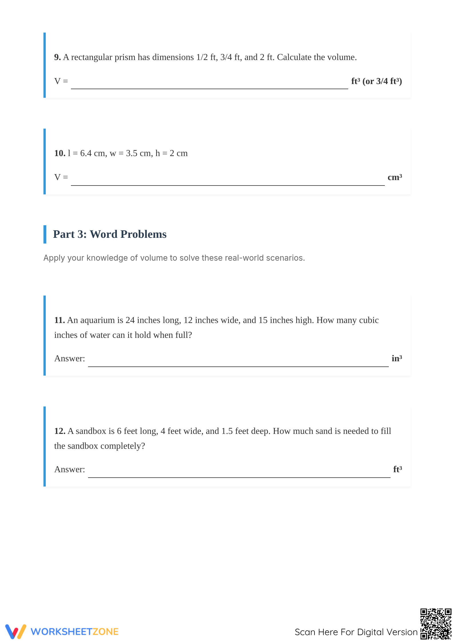 Essential Rectangular Prisms Volume Worksheet | Grades 6-9 - Page 3