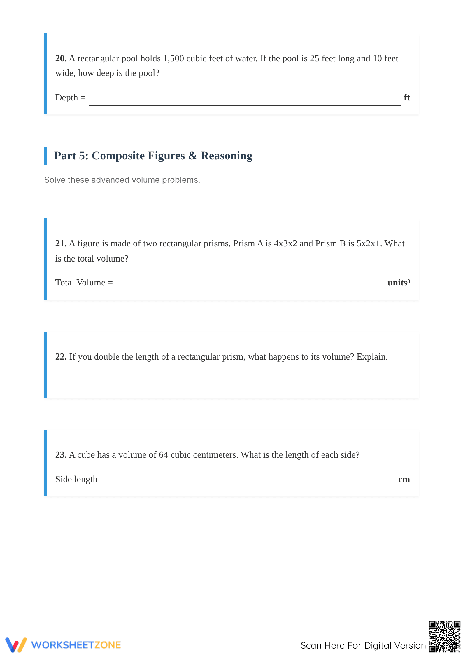 Essential Rectangular Prisms Volume Worksheet | Grades 6-9 - Page 5