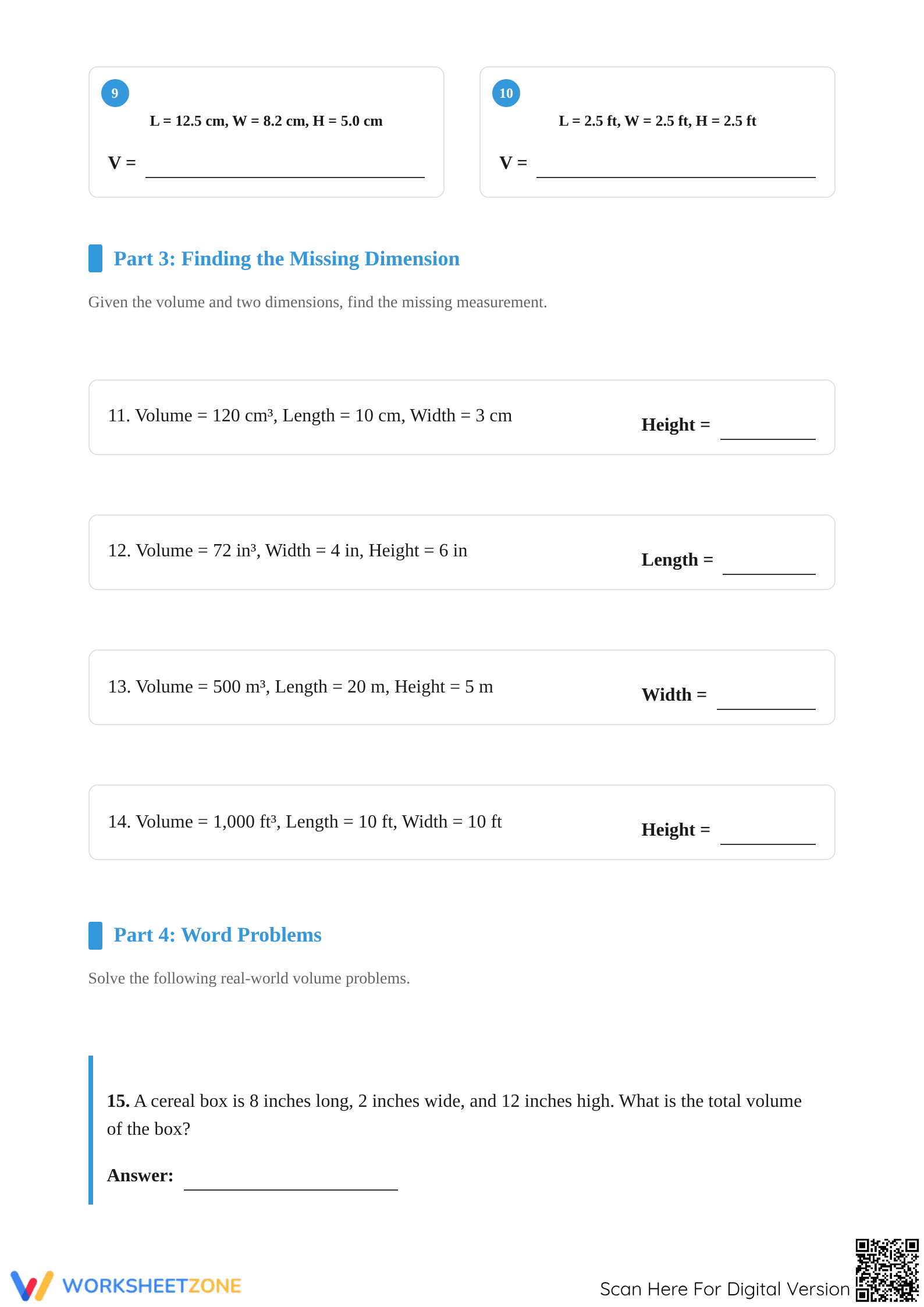 Volume of Rectangular Prism Worksheet | Essential Grade 6-9 - Page 3