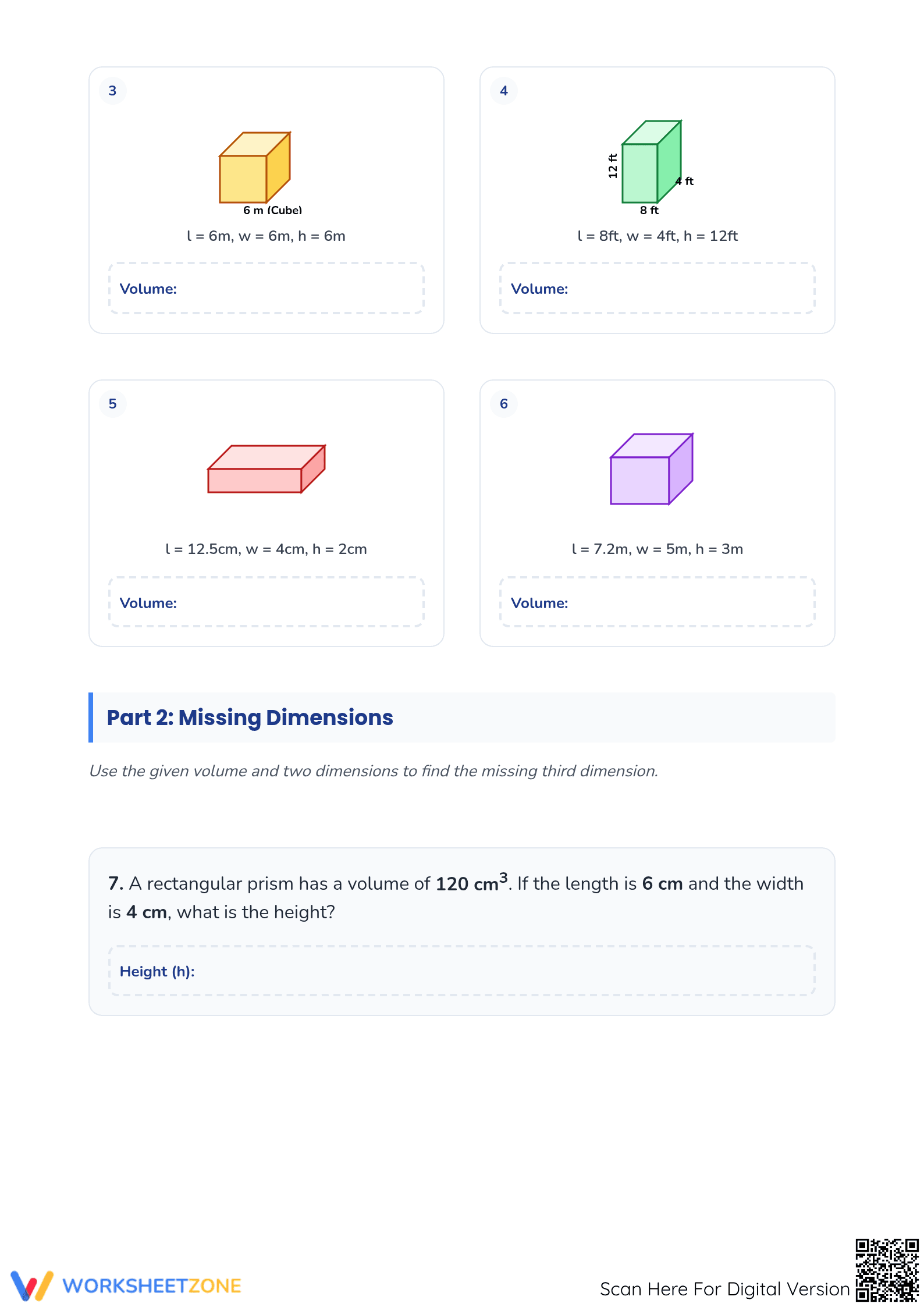 Printable Volume of Rectangular Prisms Worksheet | Grade 6 - Page 2