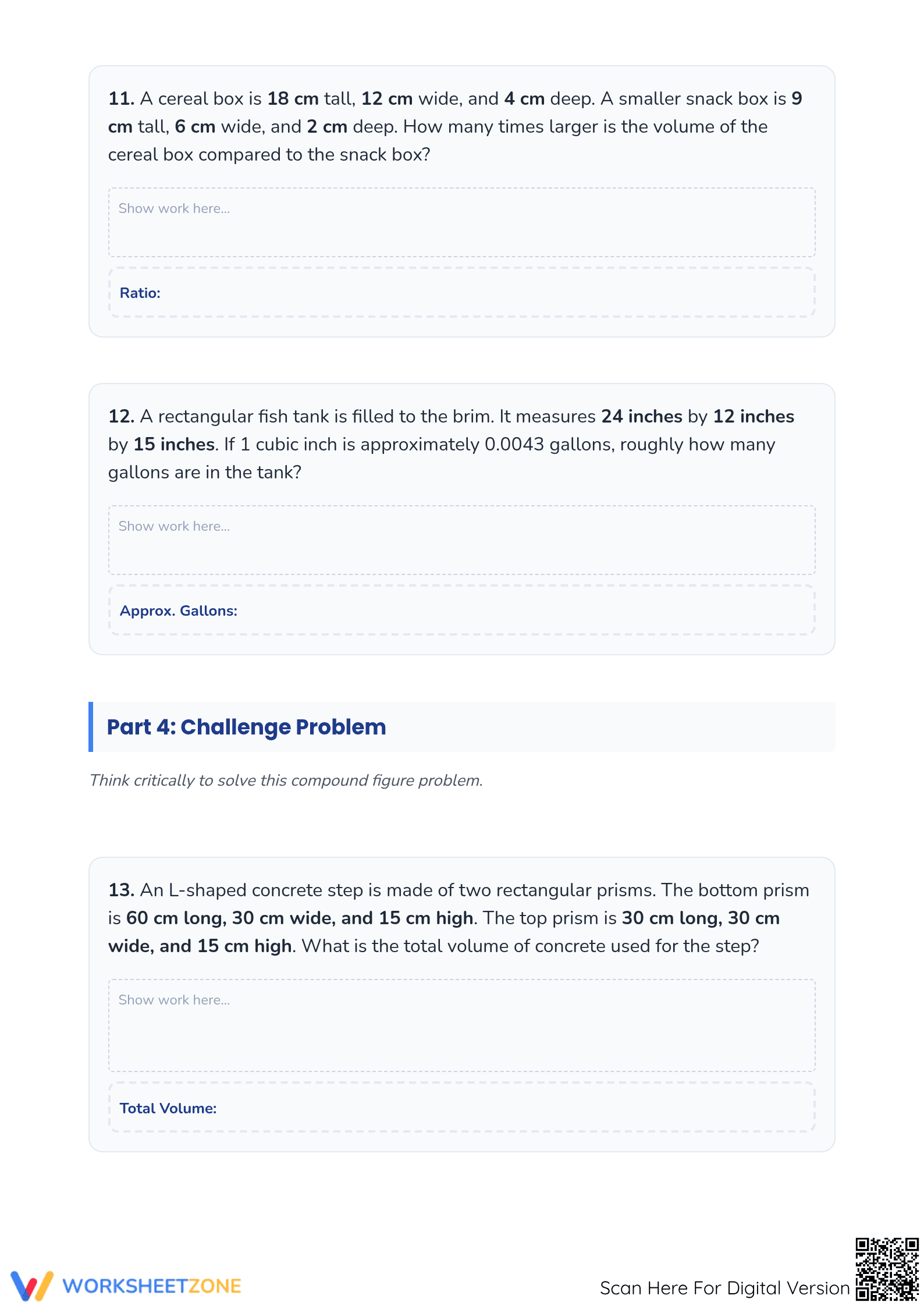 Printable Volume of Rectangular Prisms Worksheet | Grade 6 - Page 4