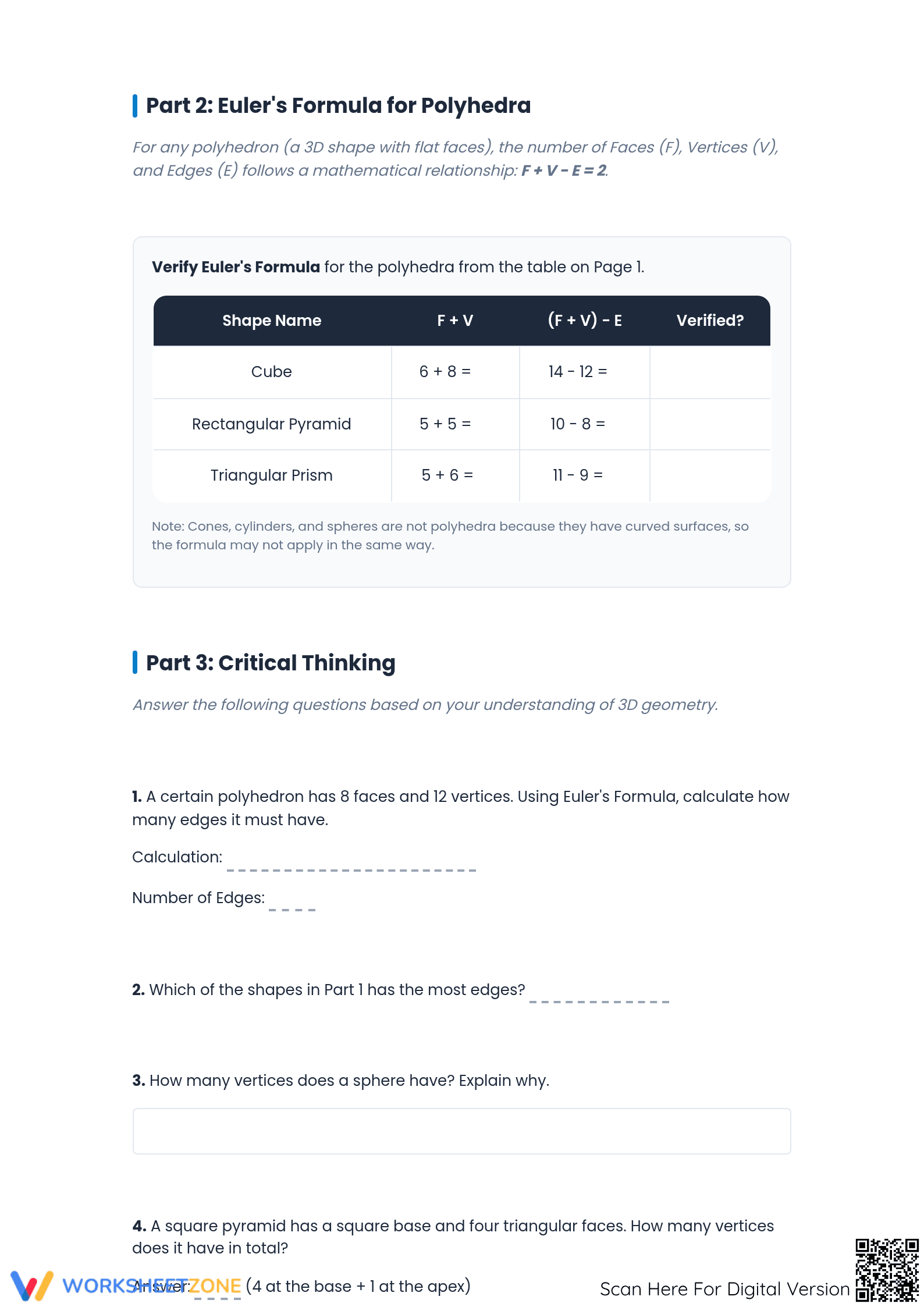 Faces, Edges, and Vertices Worksheet | Grade 6 Aligned - Page 3