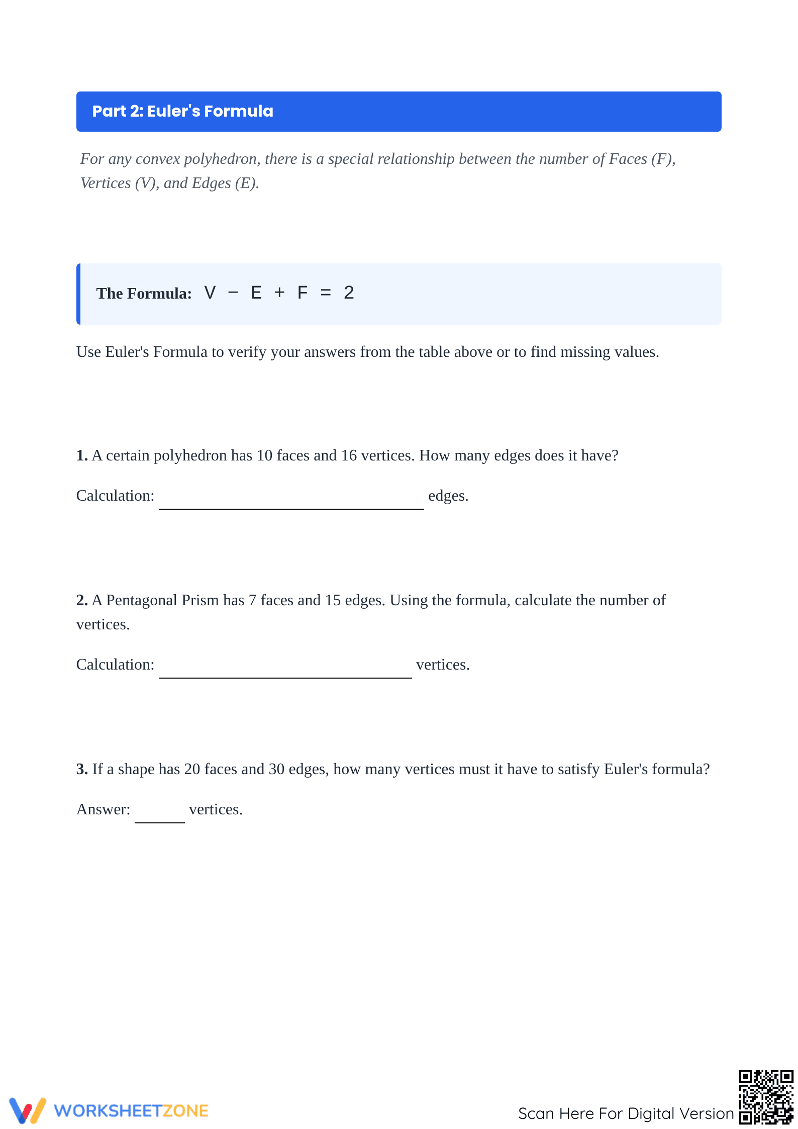 3D Shapes & Euler’s Formula Worksheet — Grade 7 Ready - Page 3