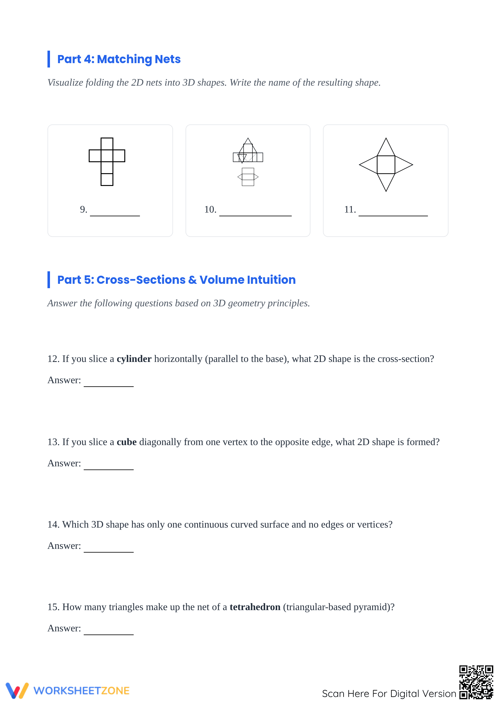 Printable 3D Shapes Geometry Worksheet: Grades 6-9 Essential - Page 3