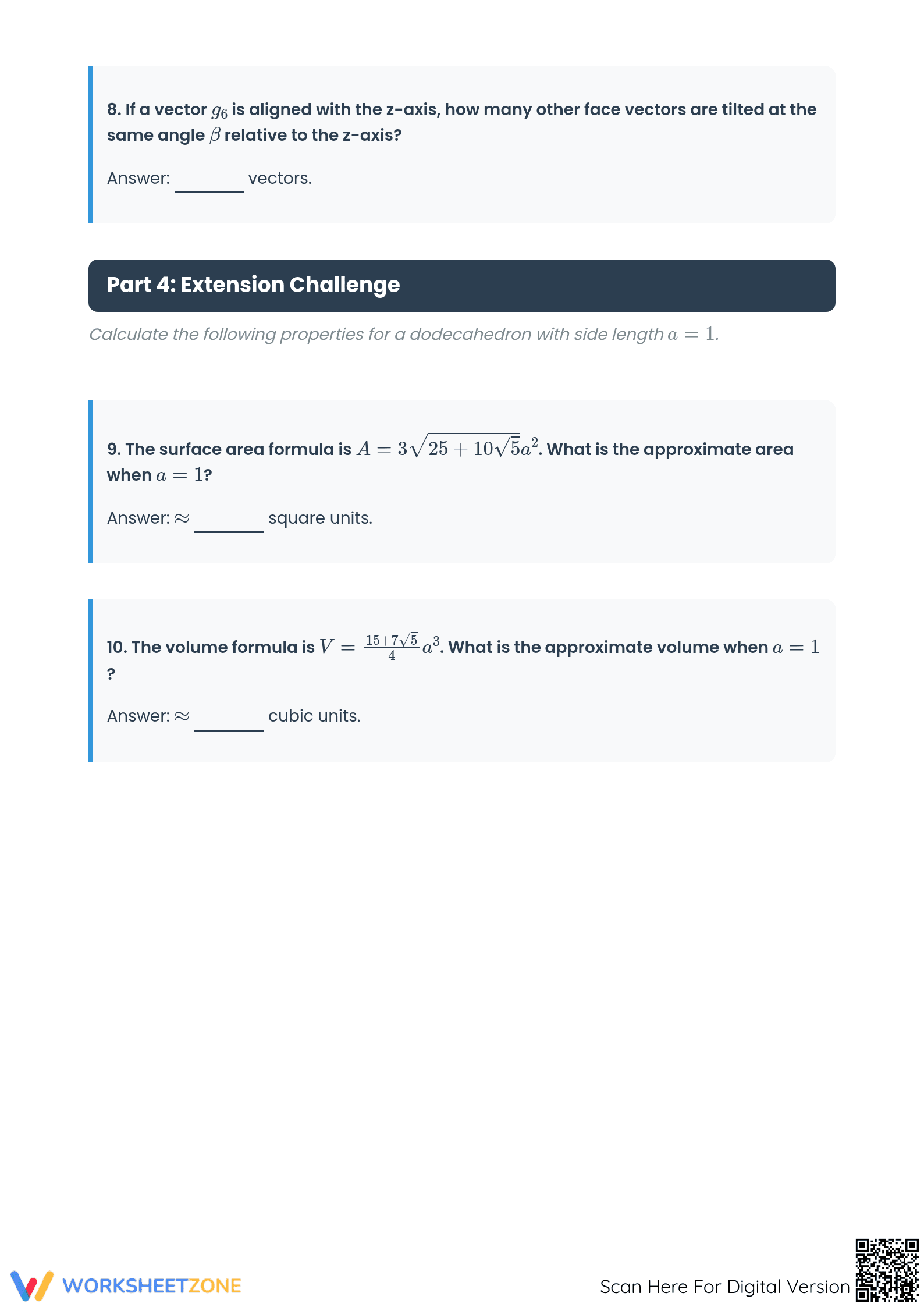 Regular Dodecahedron Geometry Worksheet | Grade 9 Essential - Page 3