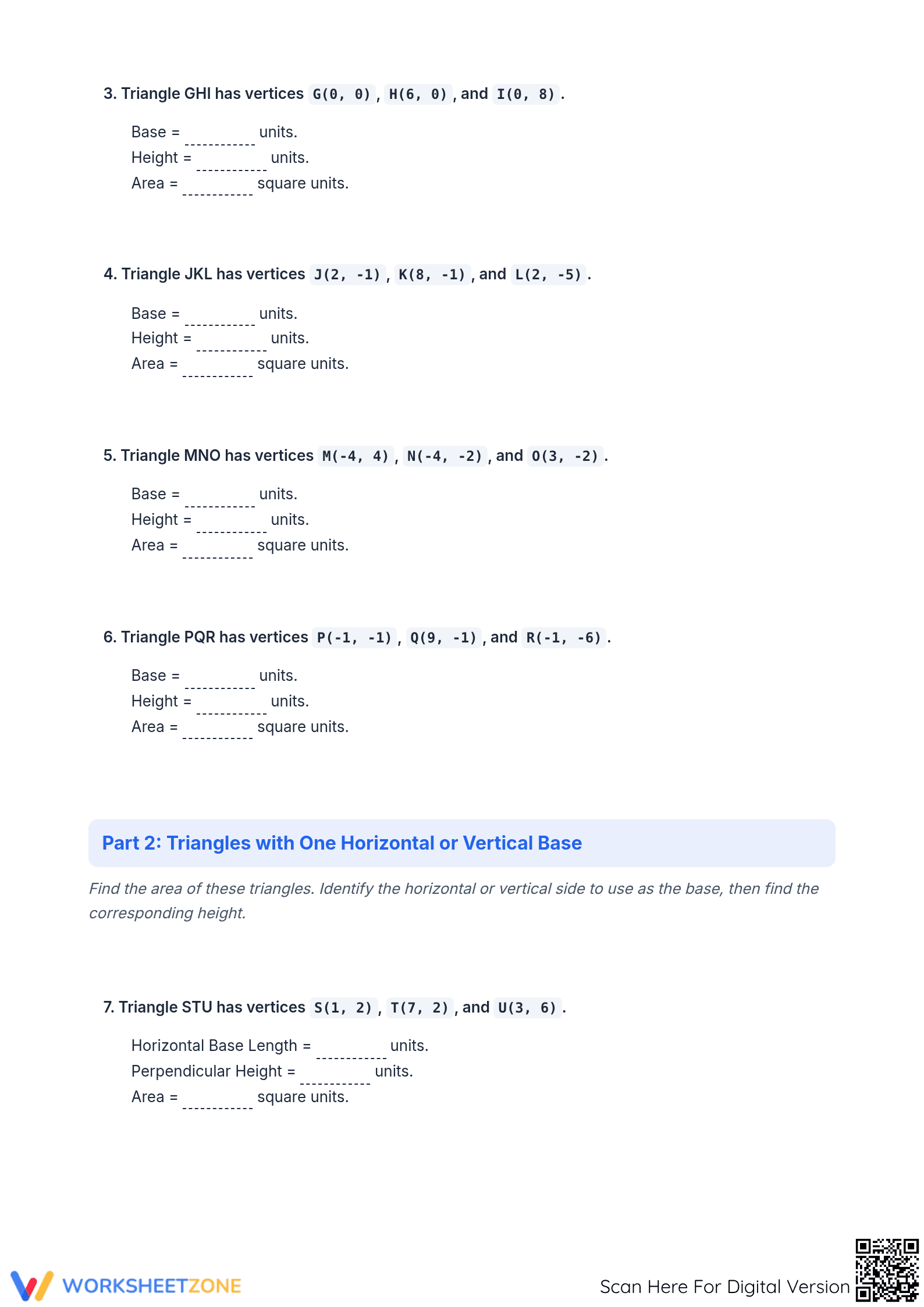 Area of Triangles on Coordinate Plane | Printable Math - Page 2