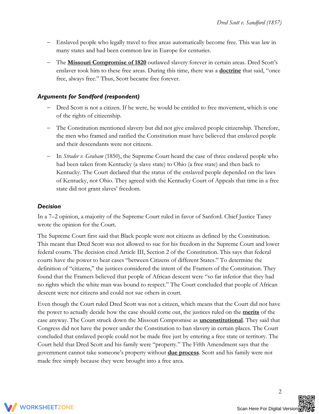 Dred Scott vs. Sandford (1857): Understanding the Case - Page 2