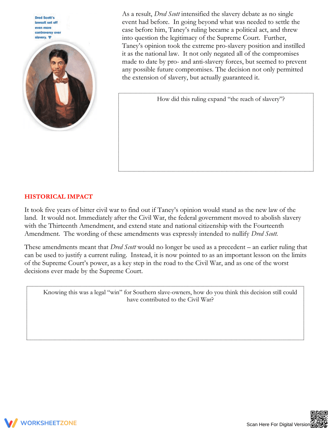 Dred Scott and Sandford (1857) Worksheet Analysis - Page 2