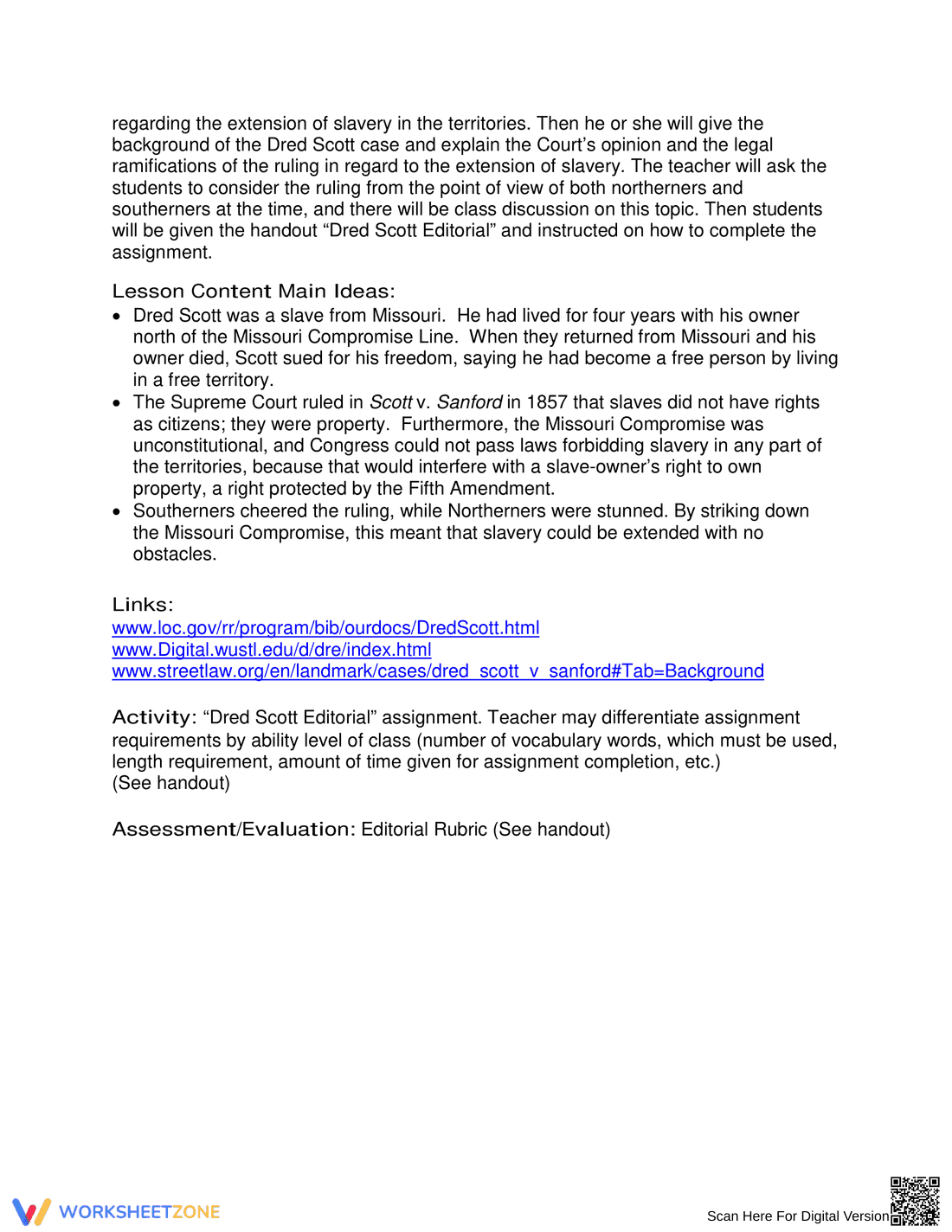 Updated Worksheet: Dred Scott vs. Sanford (1857) - Page 2