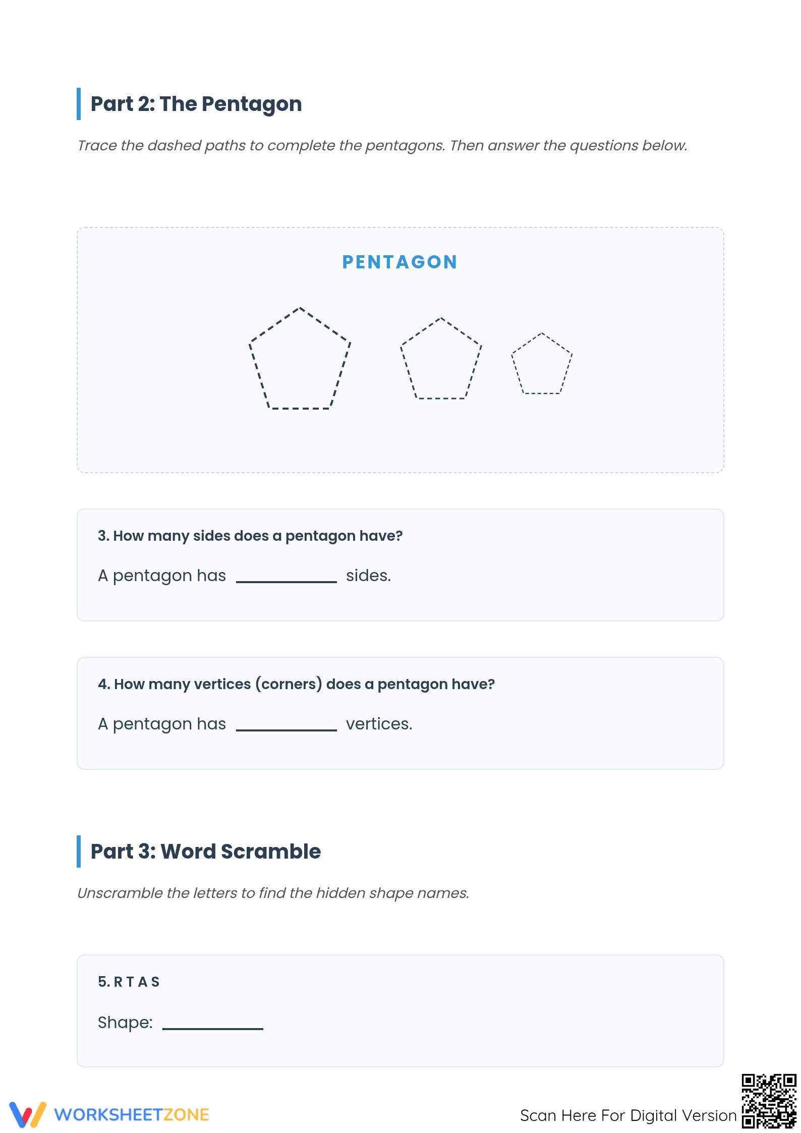 Grade 6 Exploring Shapes — Printable No-Prep Worksheet - Page 2