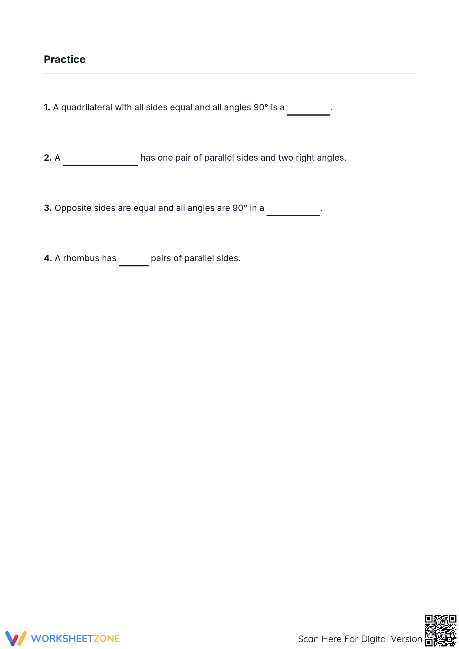 Essential 2D Quadrilateral Properties Worksheet | Grade 7 - Page 2