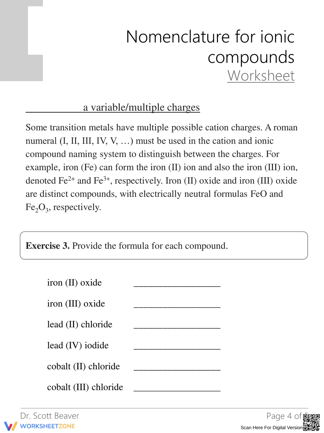Nomenclature for Ionic Compounds - Page 4
