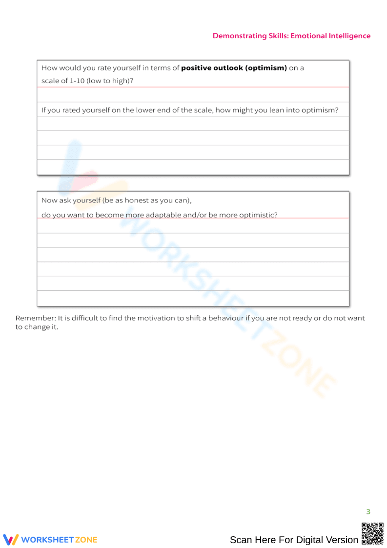 Emotional Intelligence Reflection | Grade 6-7 Essential - Page 3