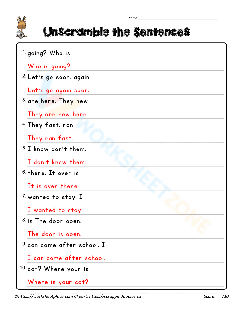 Unscramble the Sentences - Page 2
