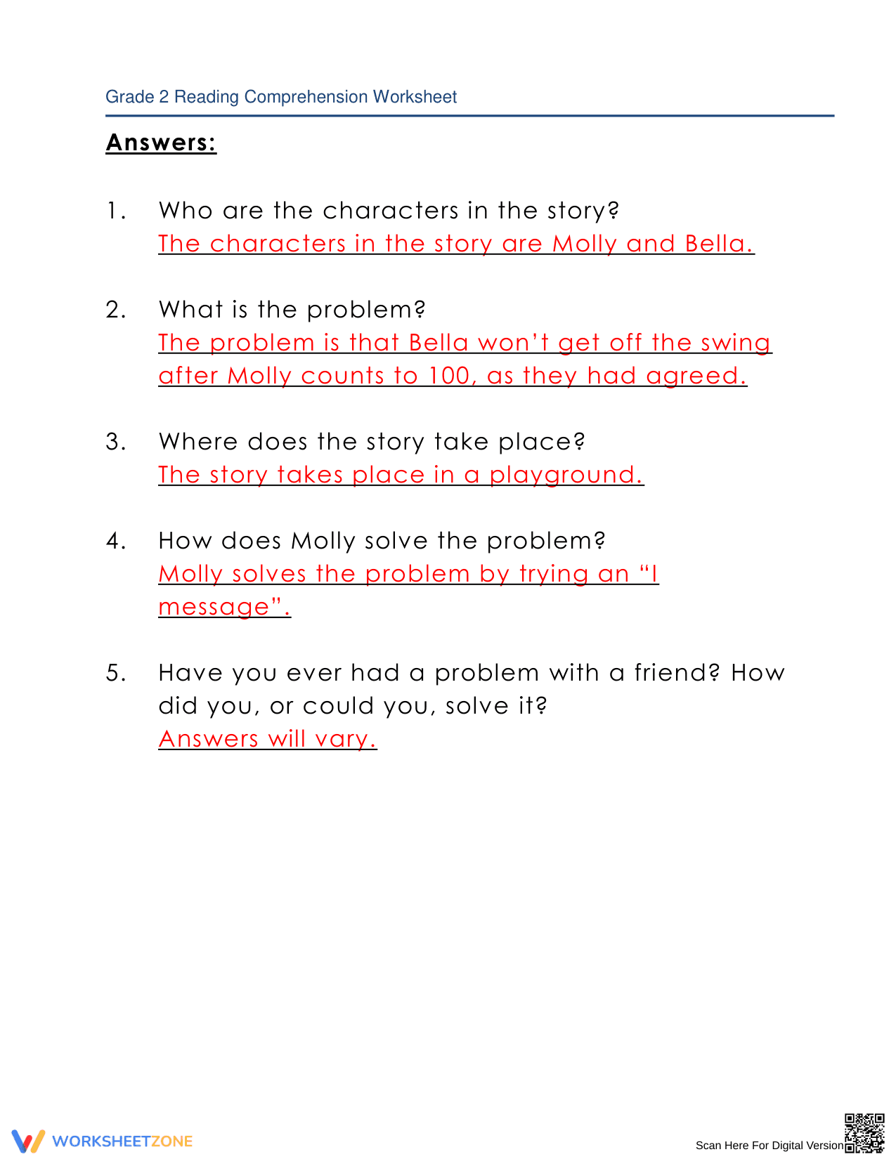 Playground Reading Worksheet | Printable Grade 2 ELA - Page 4