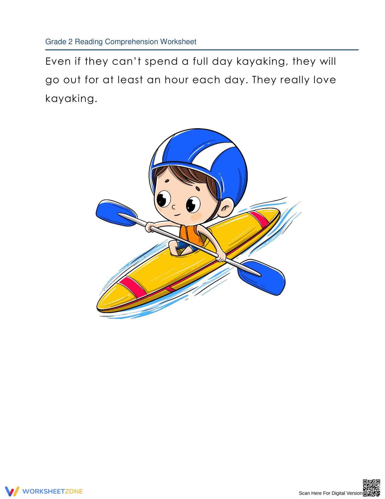 Dave and Grant Love Kayaking: A Fun Reading Worksheet - Page 2
