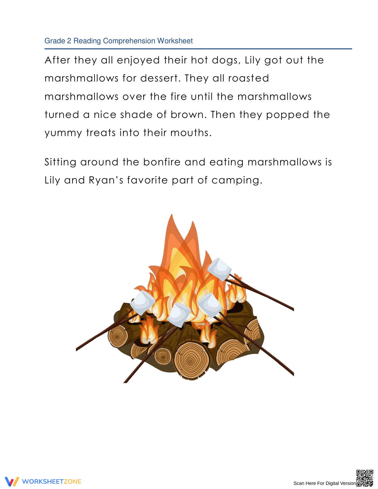 The Camping Trip Reading Comprehension Worksheet - Page 2