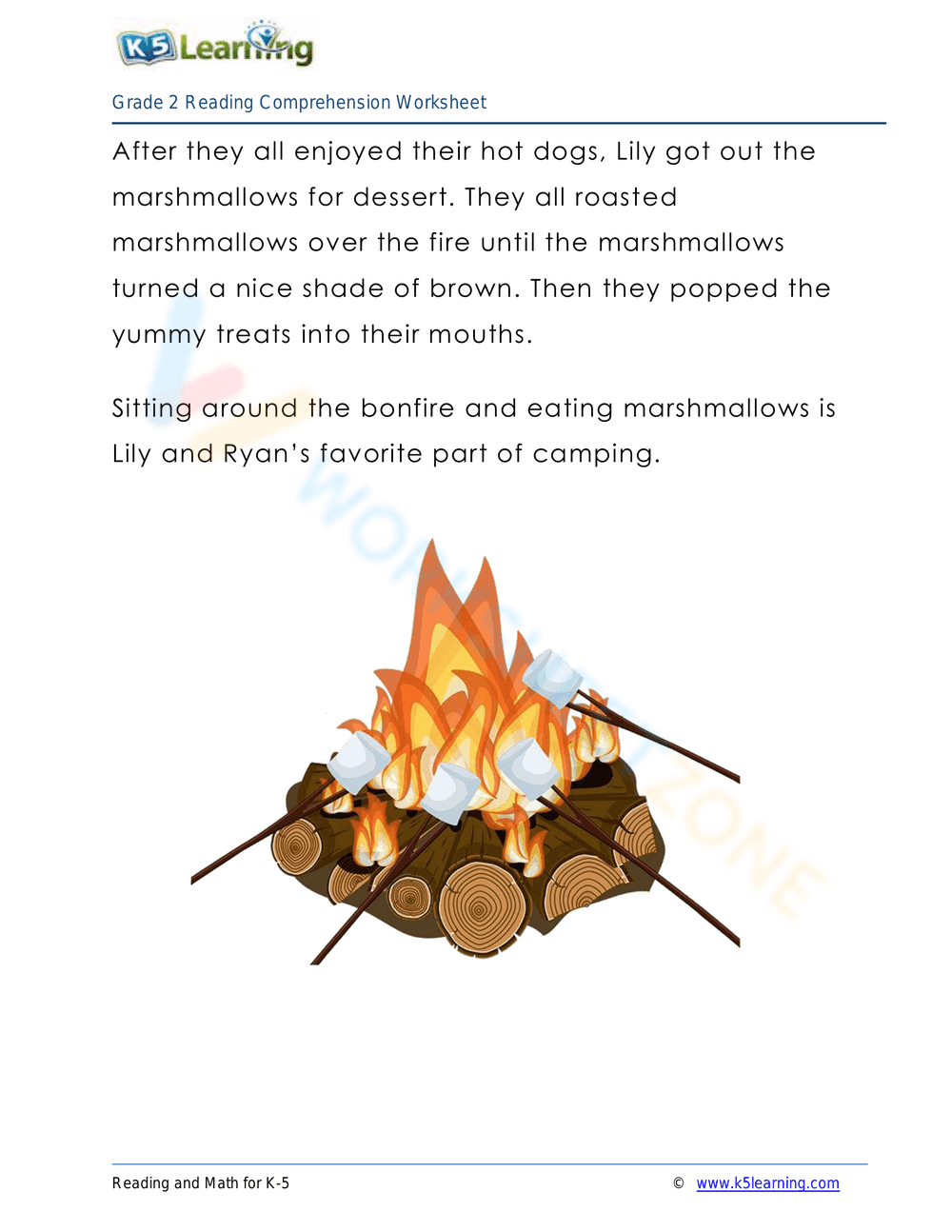 The Camping Trip Reading Comprehension Worksheet - Page 2