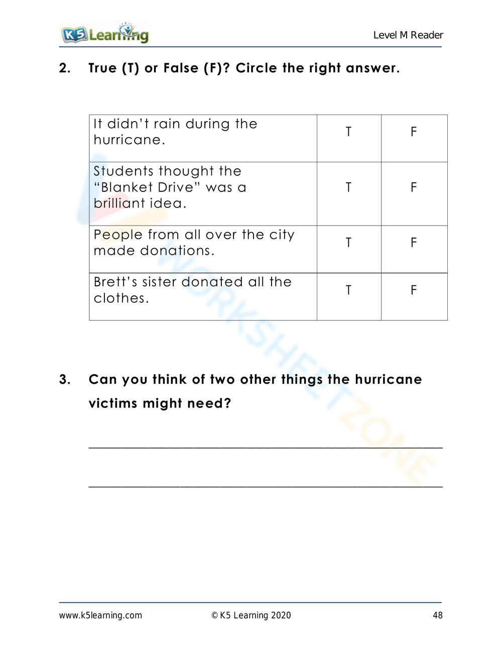The Blanket Drive: A Reading Comprehension Worksheet - Page 6