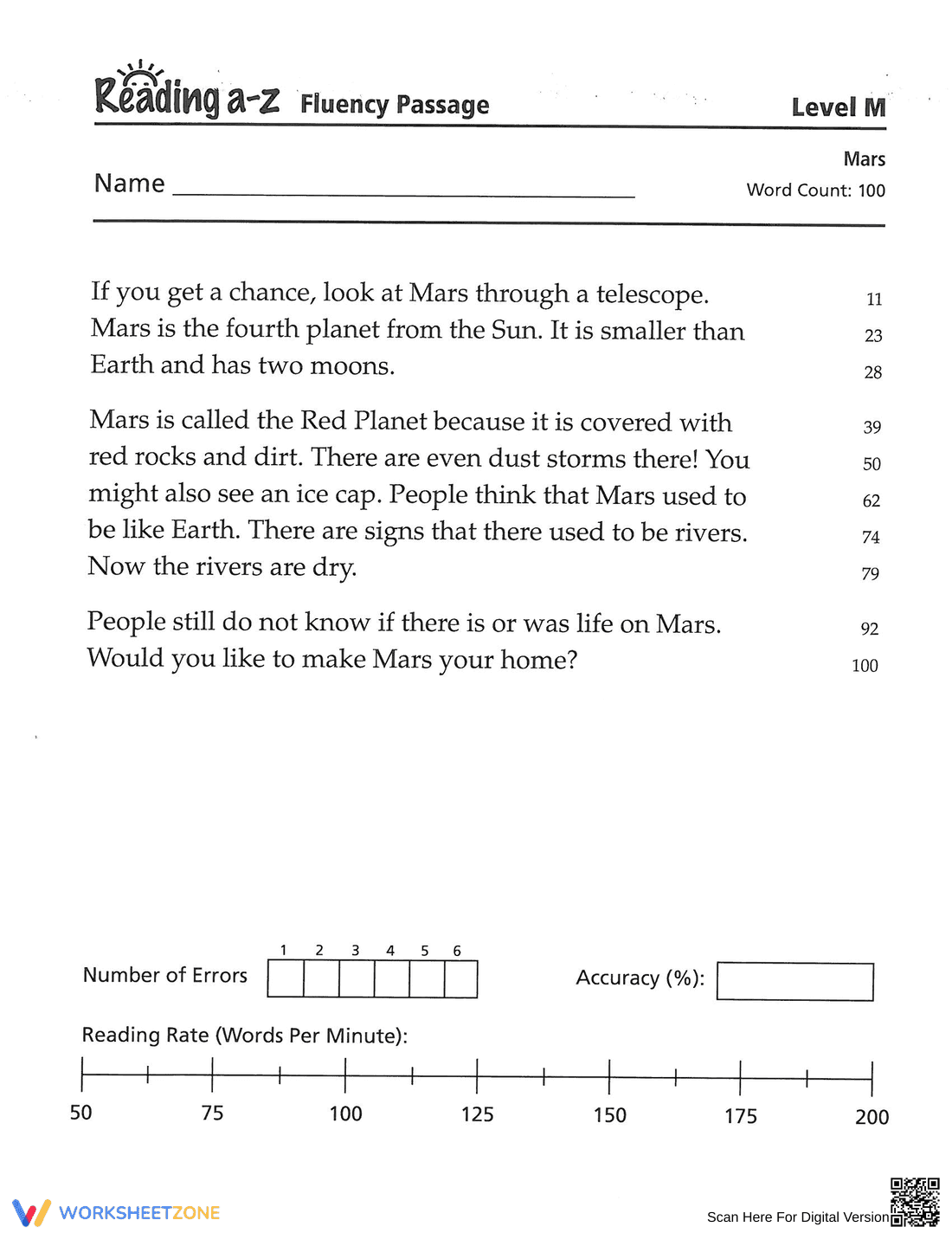 Reading Level M Worksheet - Page 2