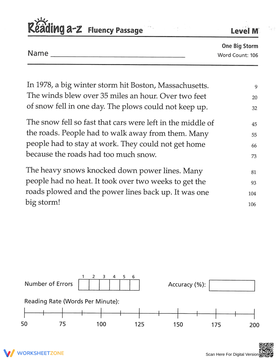 Reading Level M Worksheet - Page 3