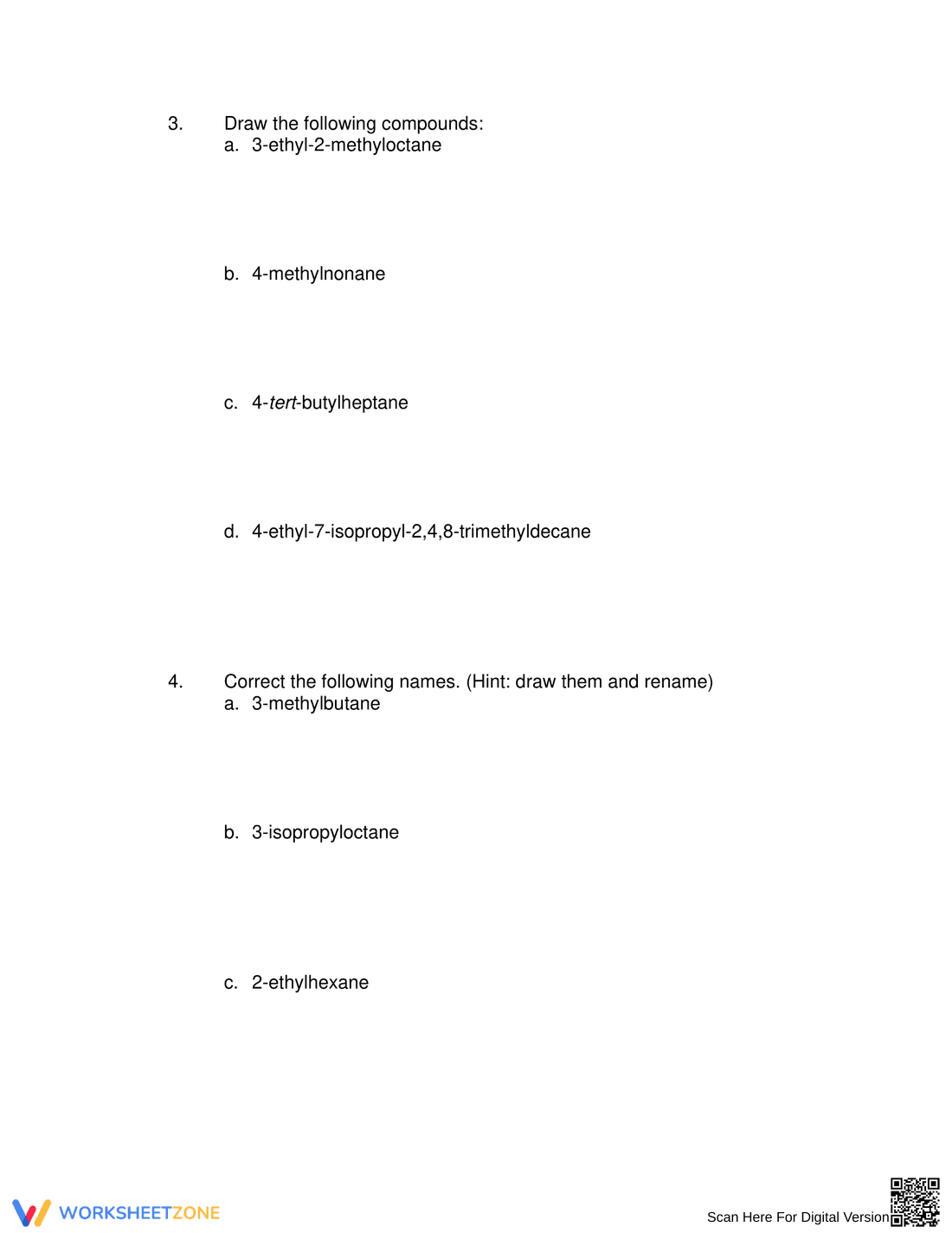 Understanding Alkanes: A Chemistry Worksheet - Page 2