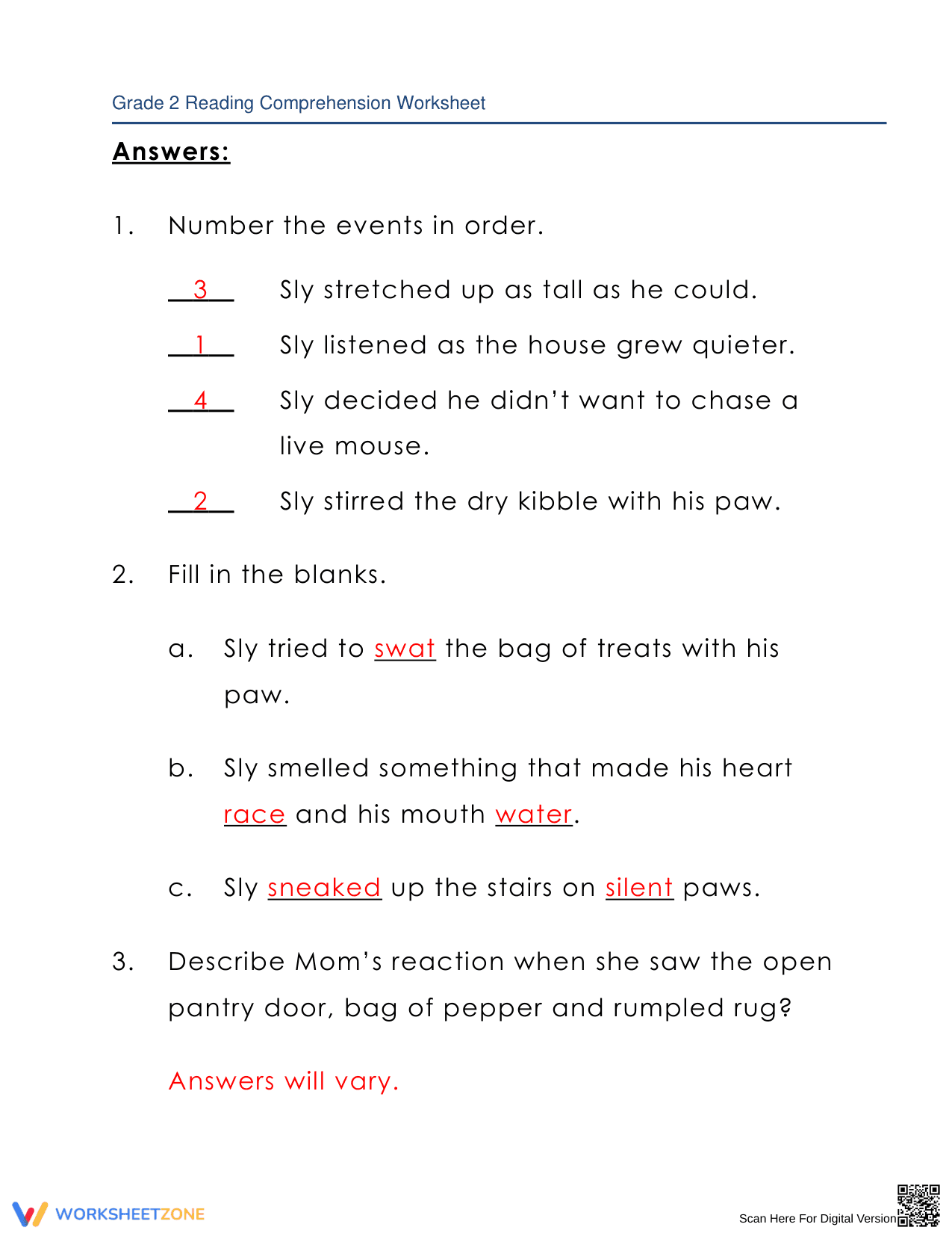 Sly's Secret Adventure: Reading Comprehension Fun - Page 6