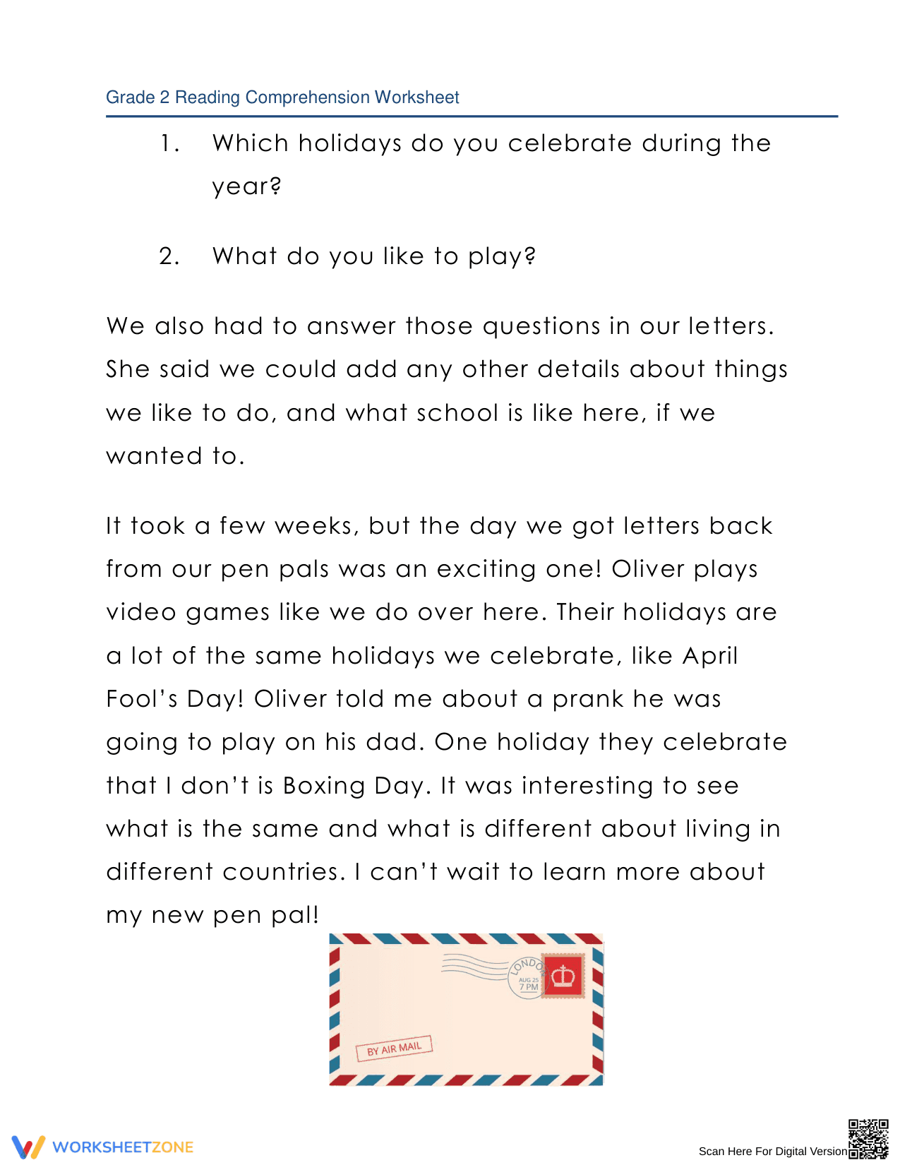 Pen Pals: A Reading Comprehension Adventure - Page 2