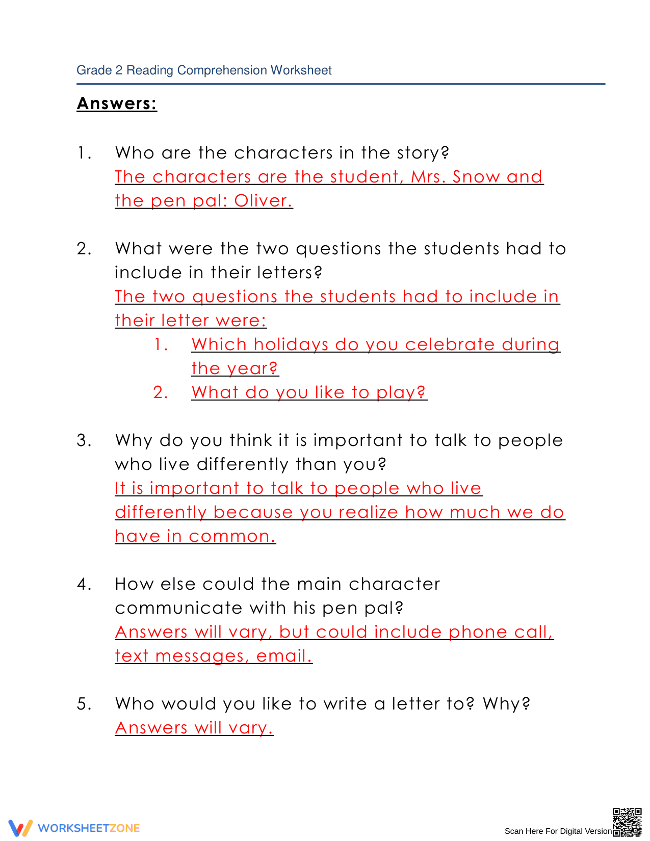 Pen Pals: A Reading Comprehension Adventure - Page 4