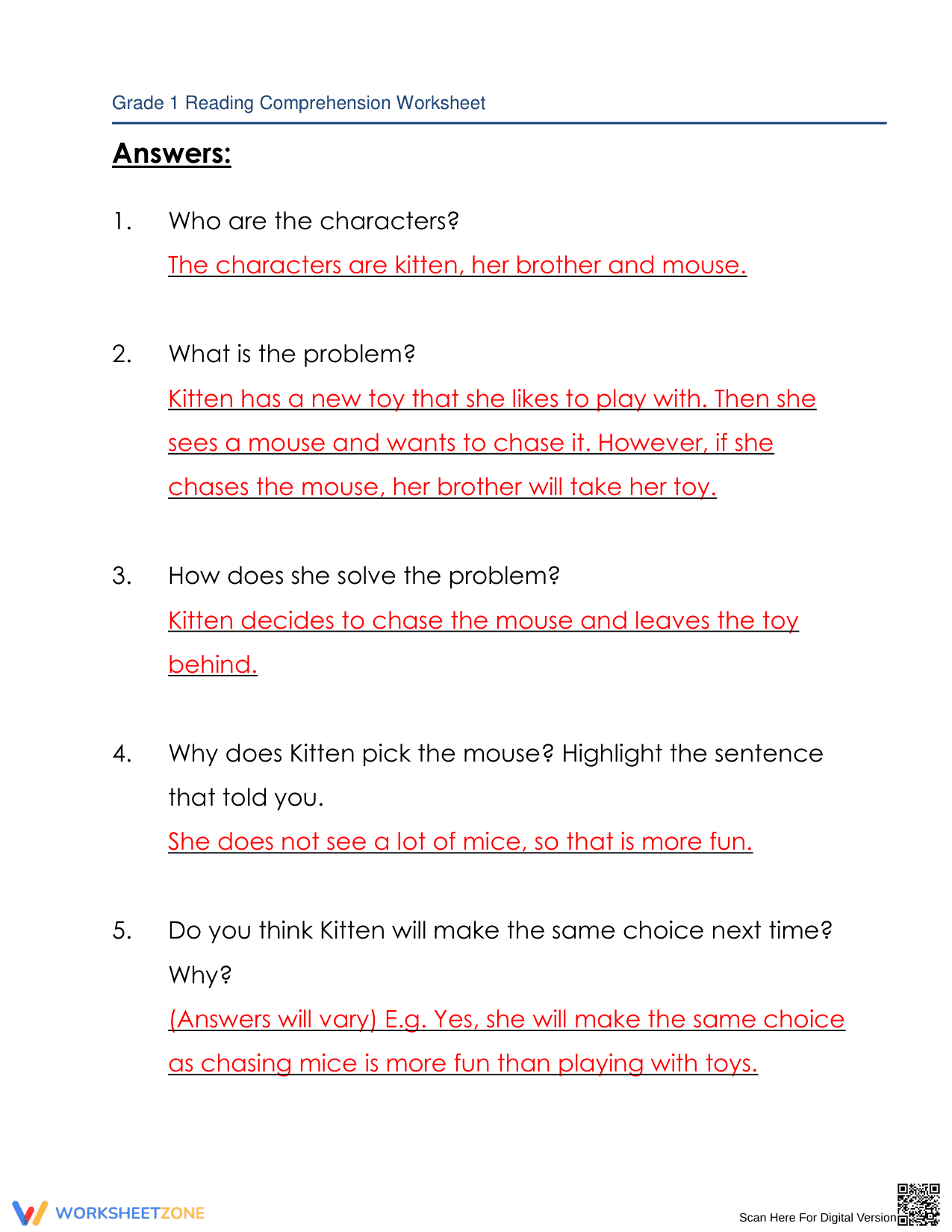 Kitten's Choice: Reading Comprehension and Decision Making - Page 3