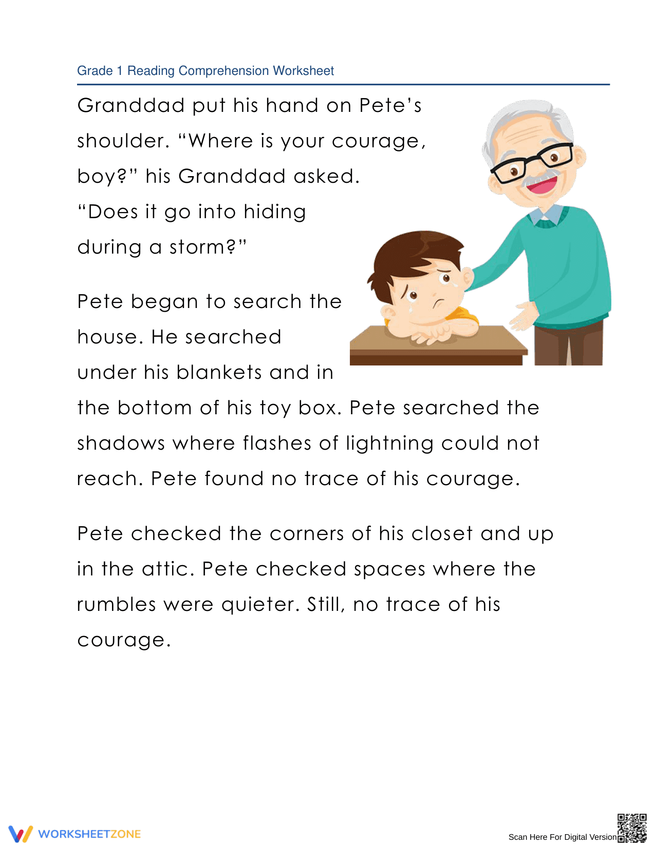 In Search of Courage: Reading Comprehension Worksheet - Page 2