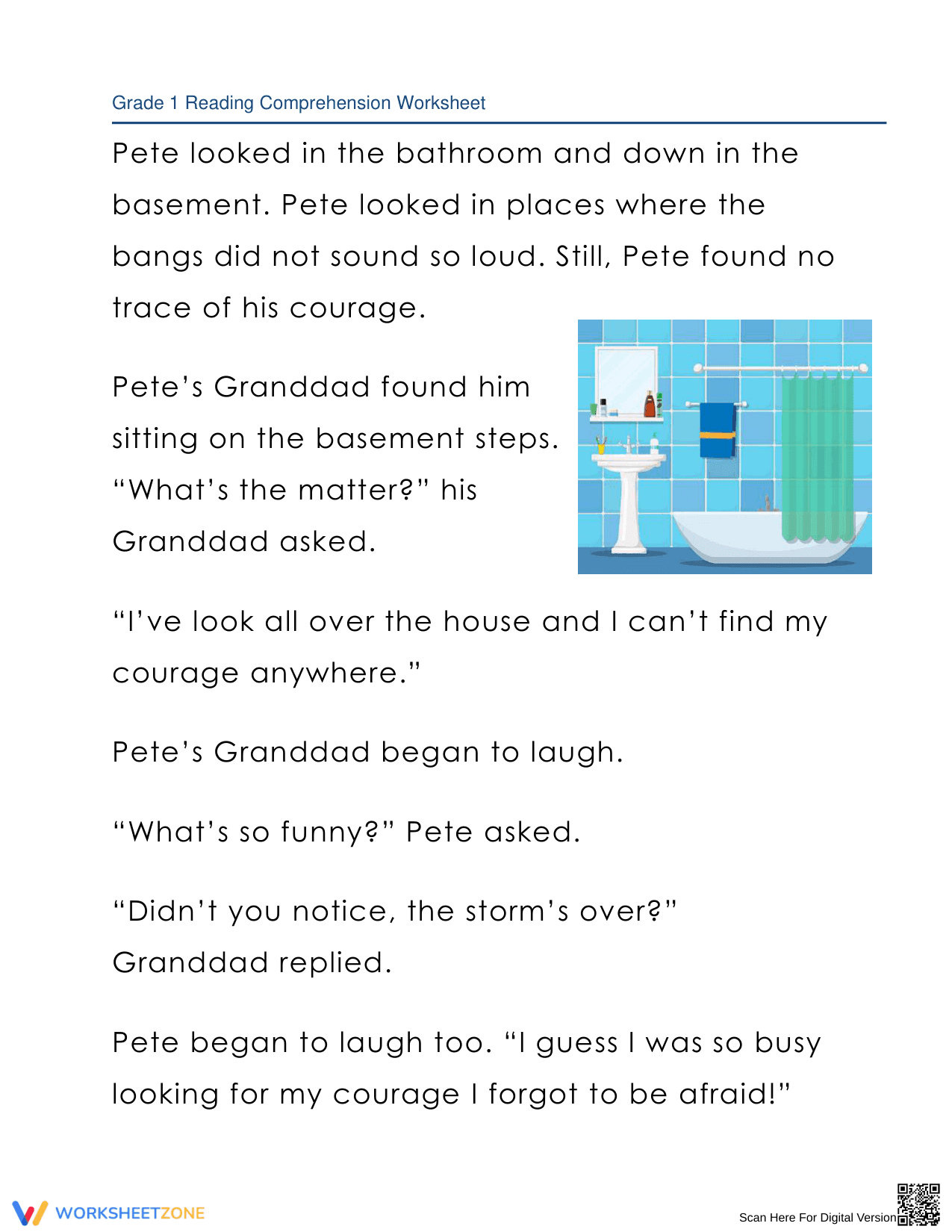 In Search of Courage: Reading Comprehension Worksheet - Page 3
