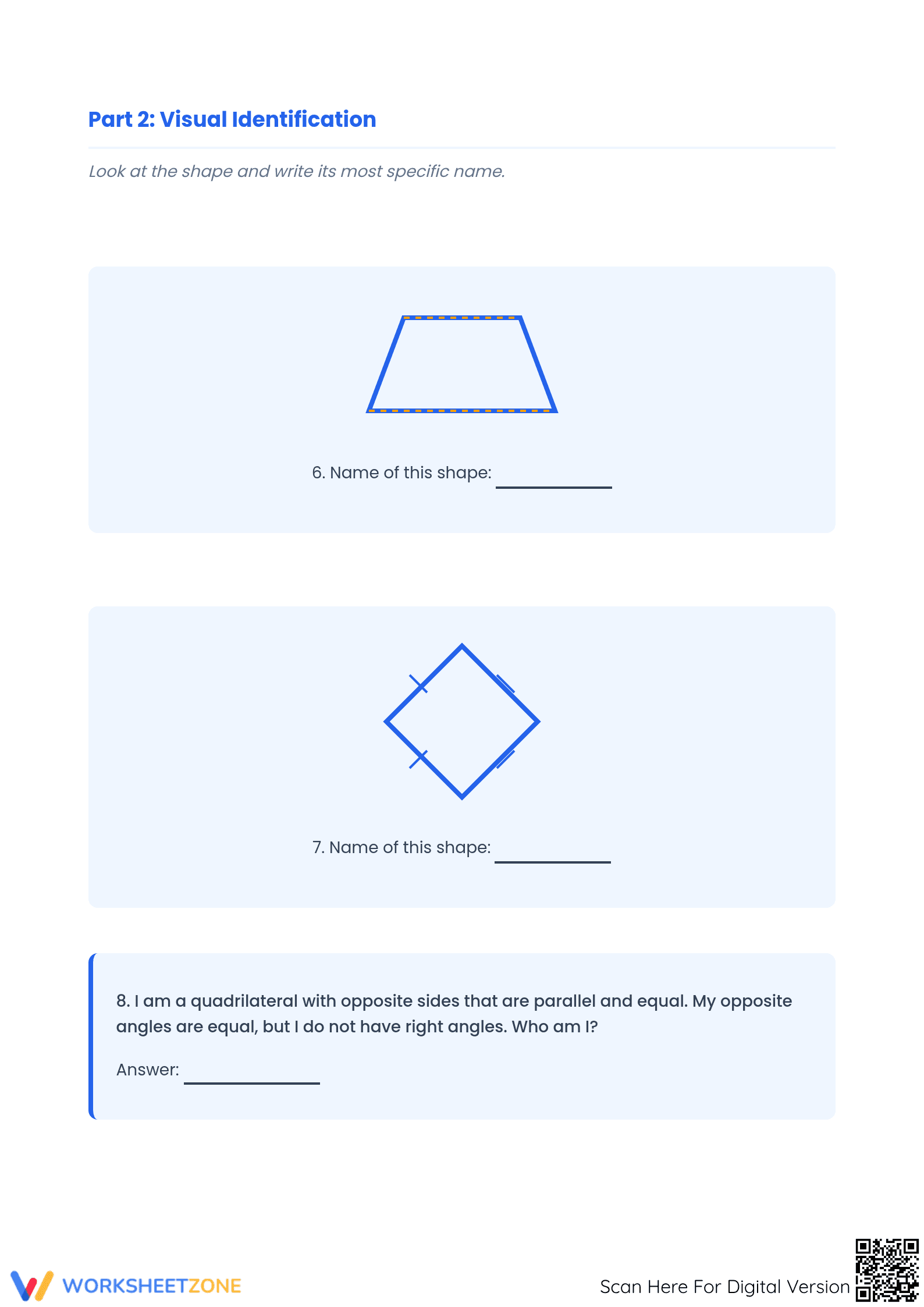 Printable Quadrilaterals Worksheet: Classification for Grades 5-6 - Page 2