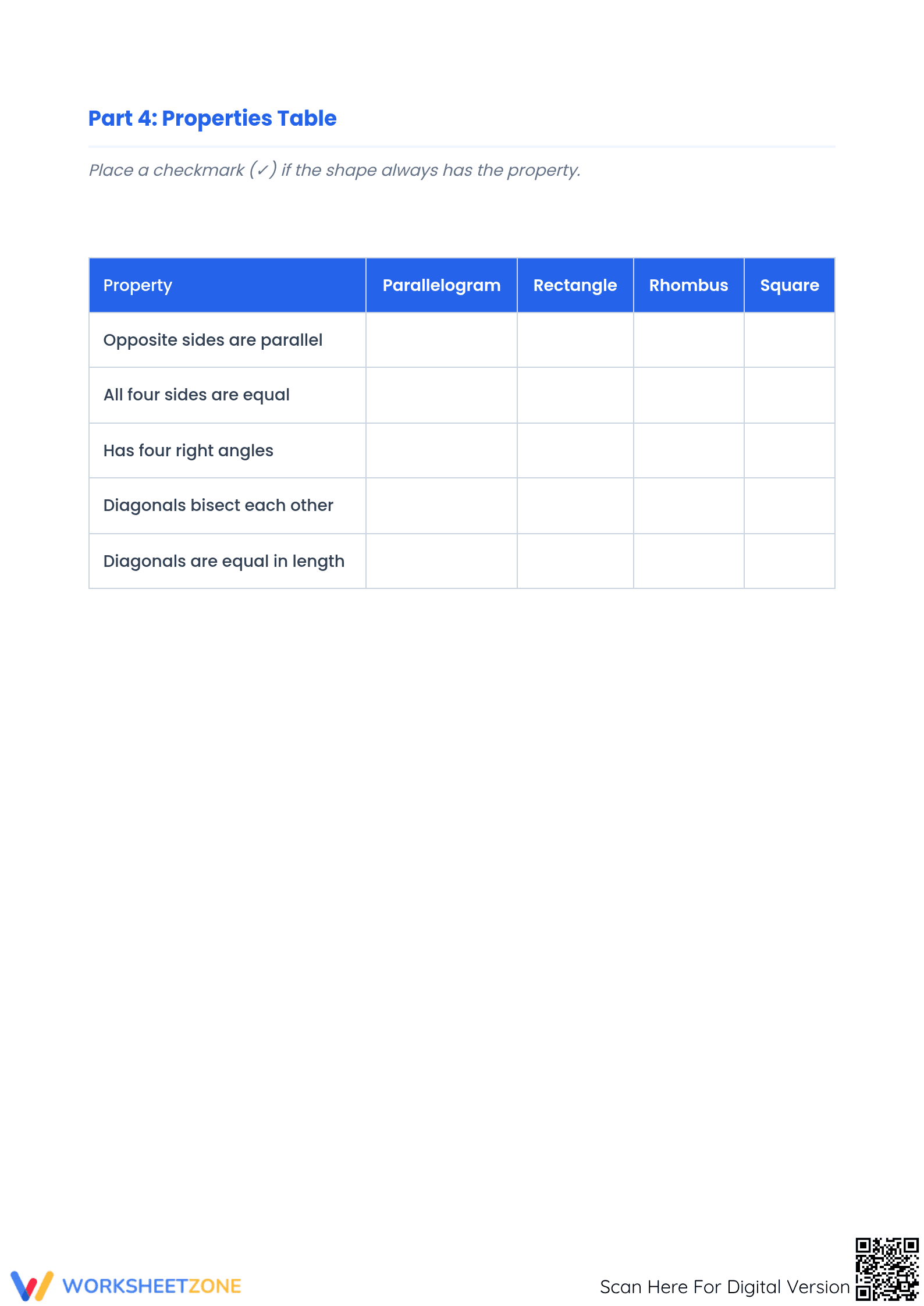 Printable Quadrilaterals Worksheet: Classification for Grades 5-6 - Page 4