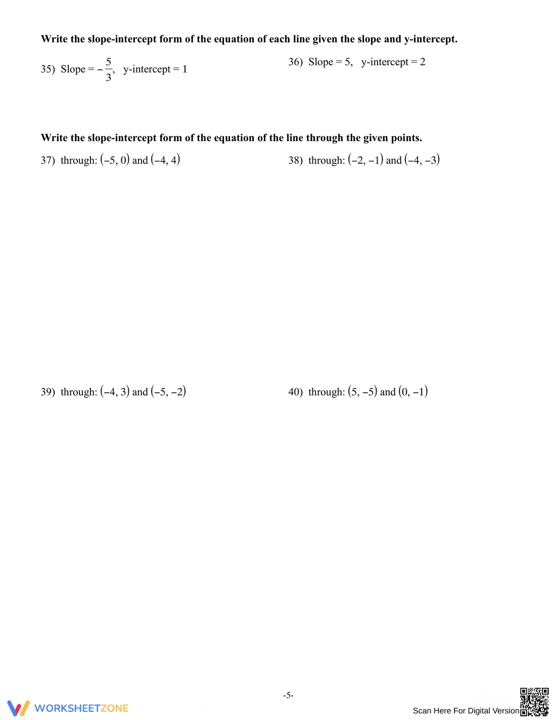 Practice with Slope-Intercept Form - Page 5