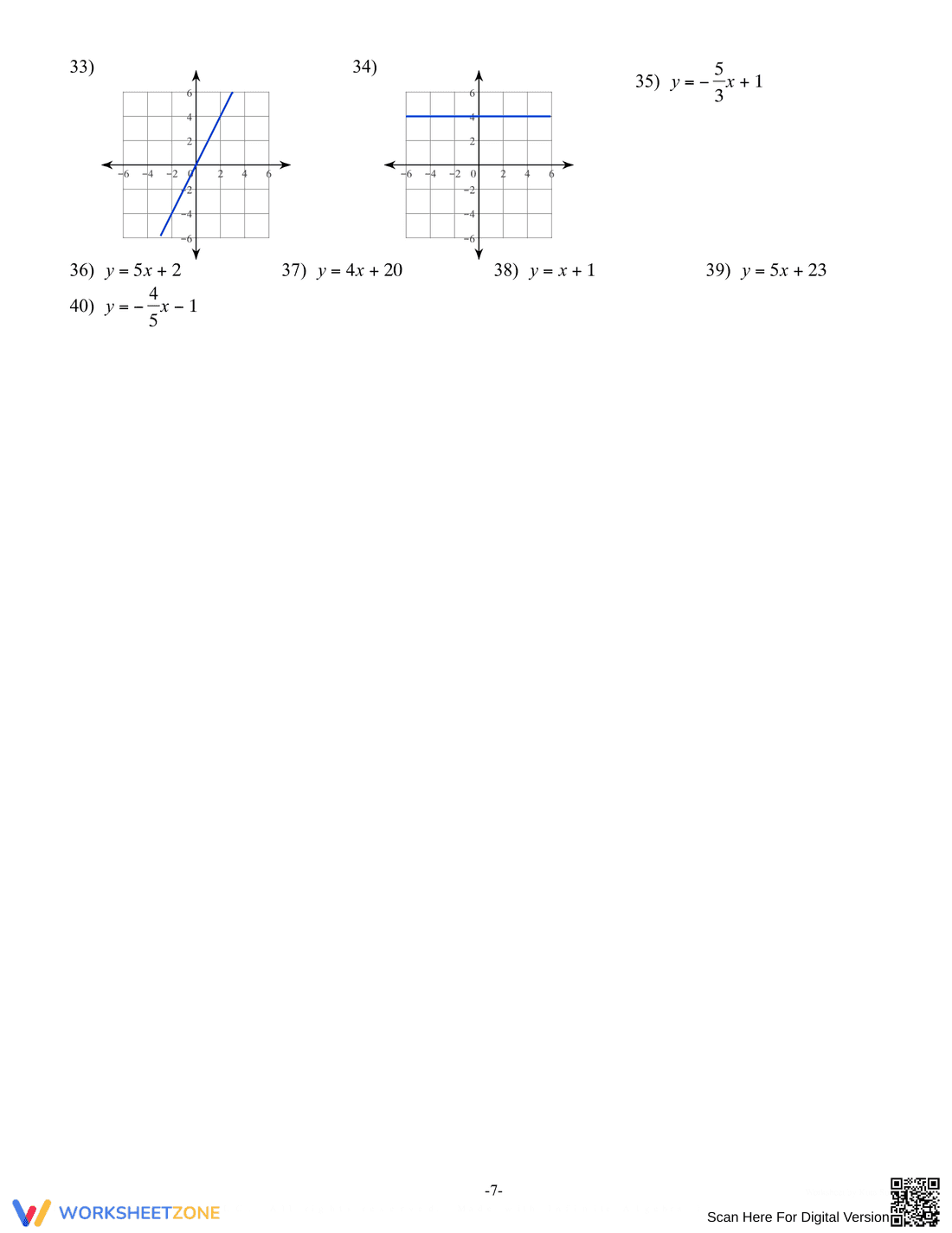Practice with Slope-Intercept Form - Page 7