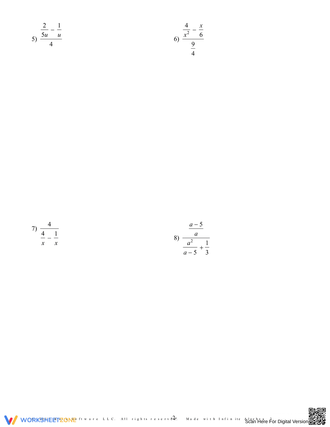 Simplify Complex Fractions Worksheet - Page 2
