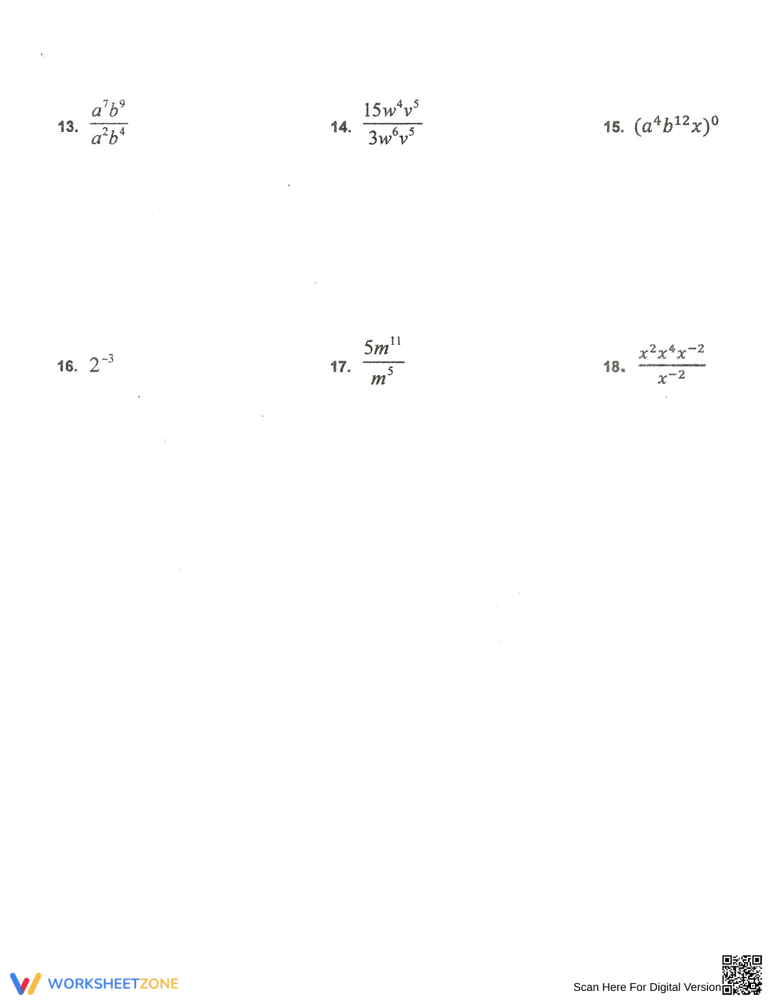 Exponent Rule Review Worksheet - Page 2