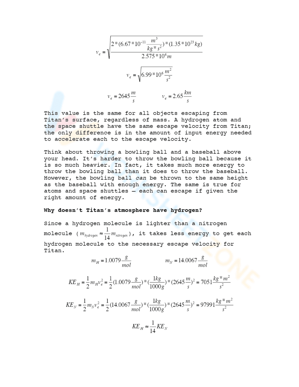 Understanding Escape Velocity Worksheet - Page 2