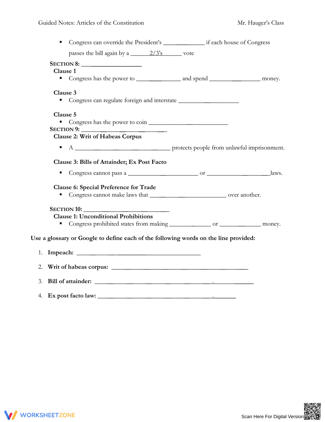 Guided Notes on the Articles of the Constitution - Page 2