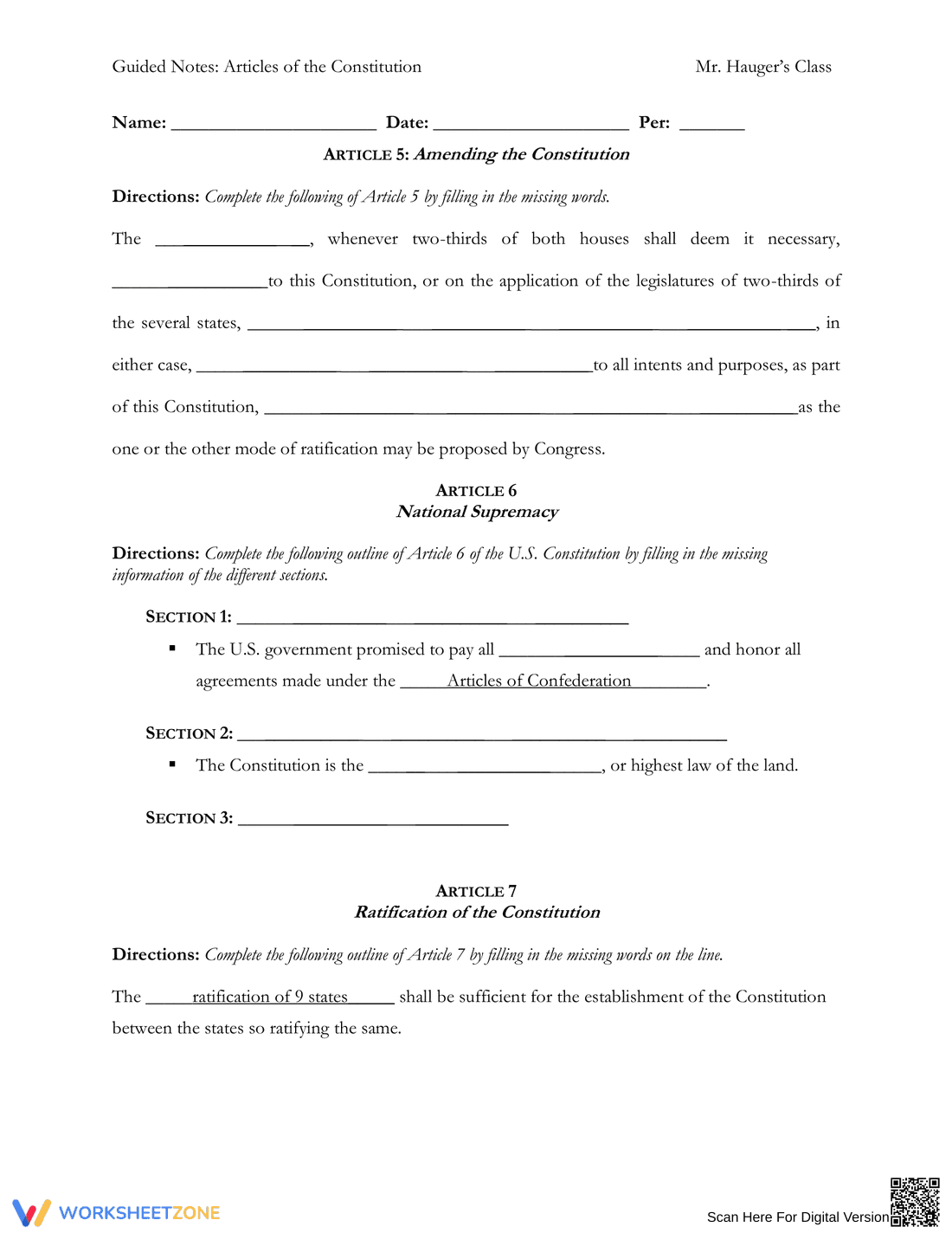 Guided Notes on the Articles of the Constitution - Page 8