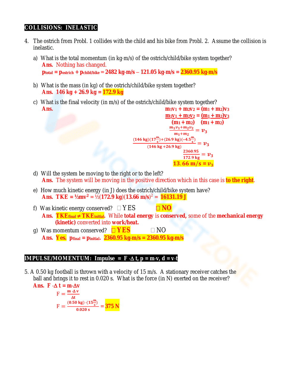 Updated Momentum Homework for Physics Students - Page 2