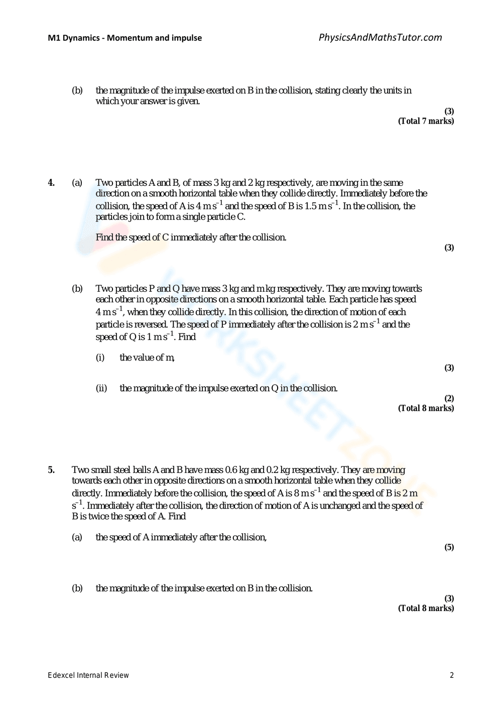 Dynamics: Momentum and Impulse Study Guide - Page 2