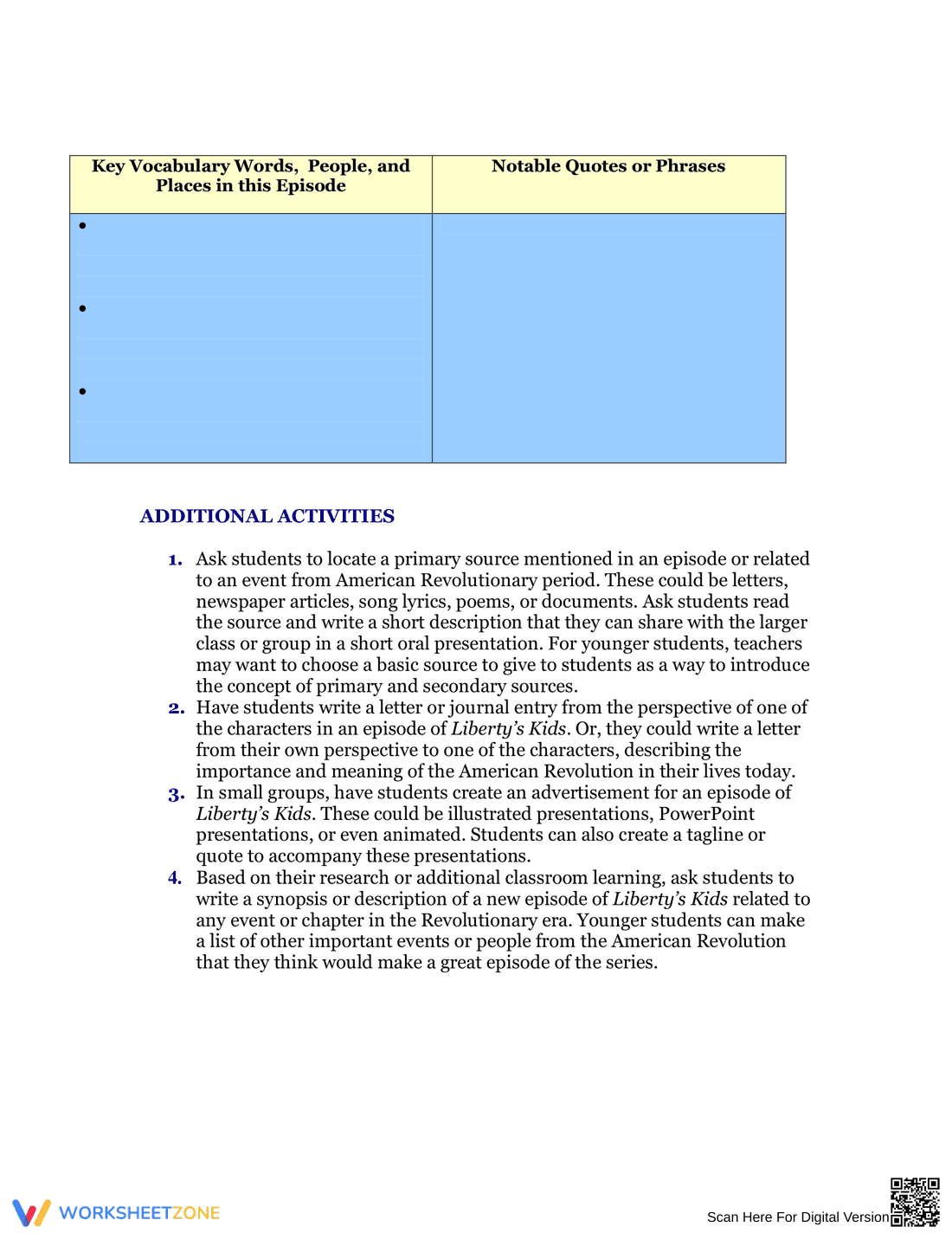 Updated Liberty's Kids History Worksheets - Page 3