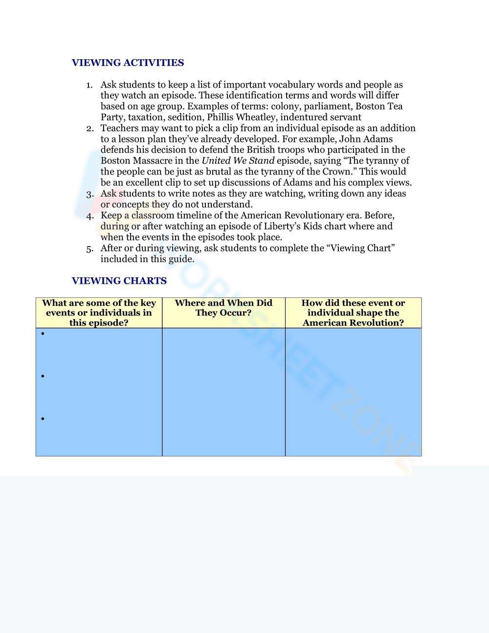Updated Liberty's Kids History Worksheets - Page 2
