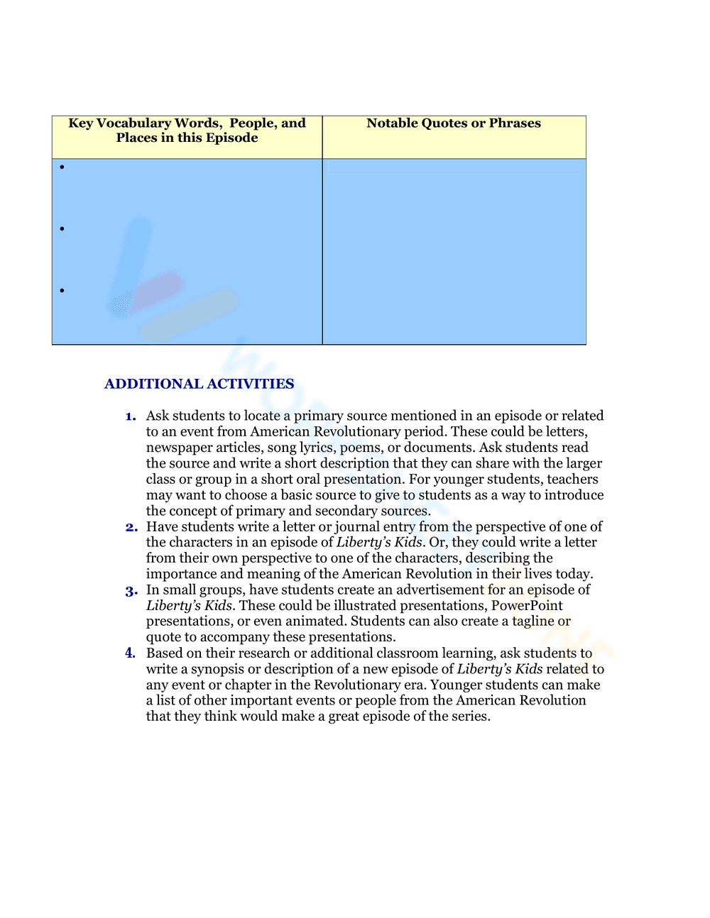 Updated Liberty's Kids History Worksheets - Page 3