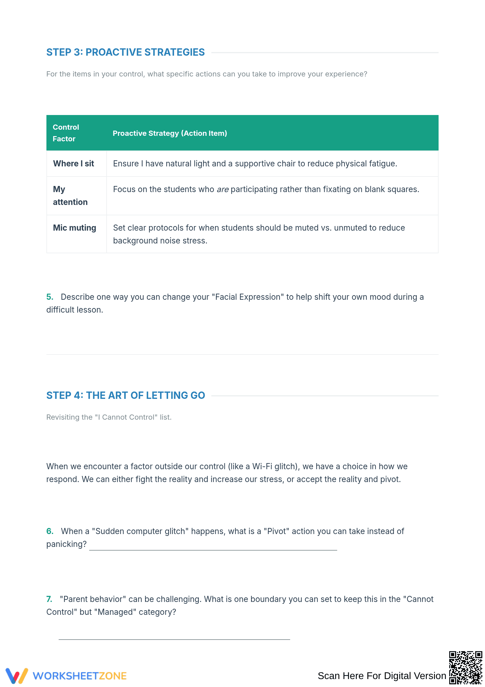 Circle of Control Worksheet - Page 3