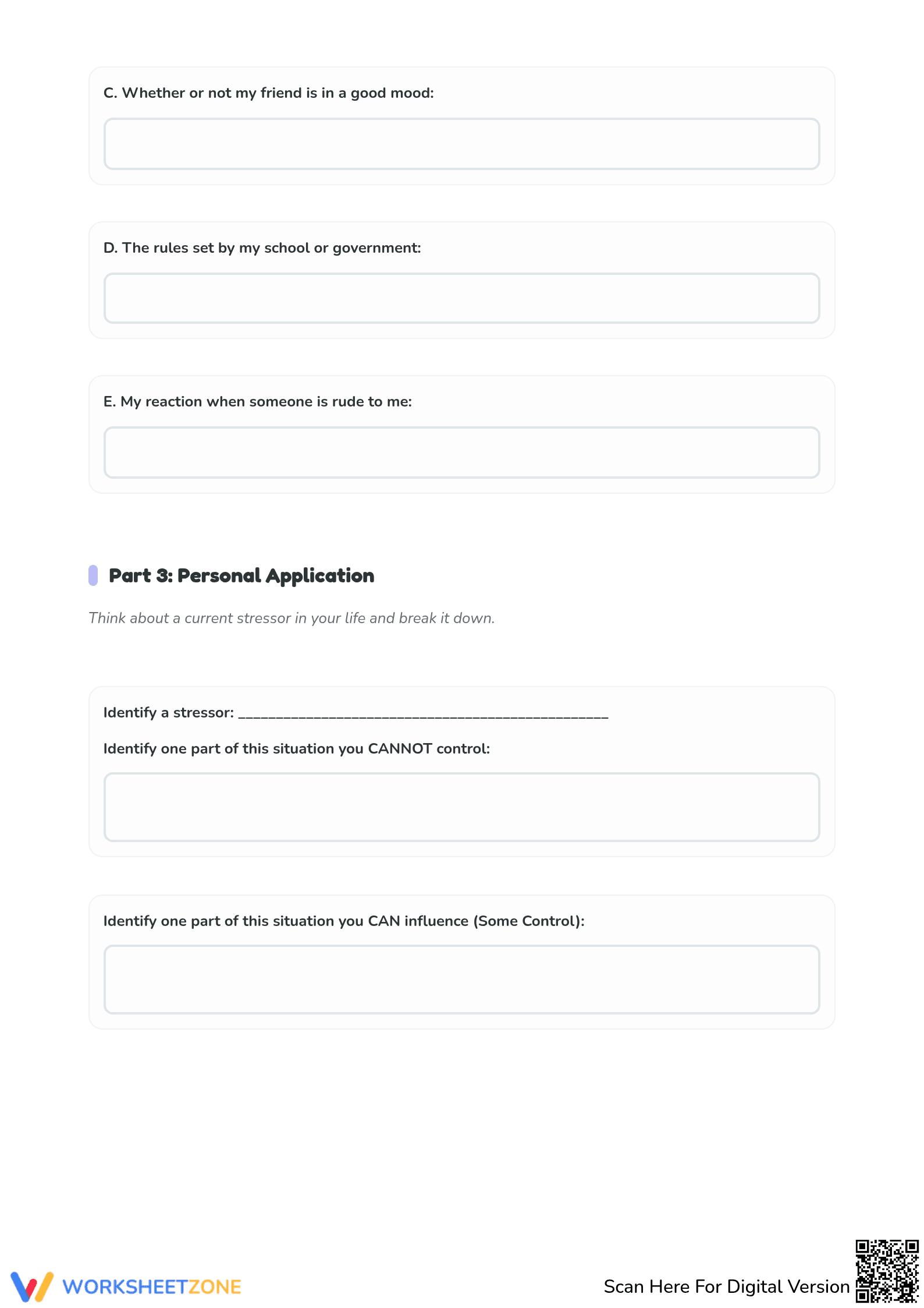Practice: Circle of Control Worksheet - Page 3