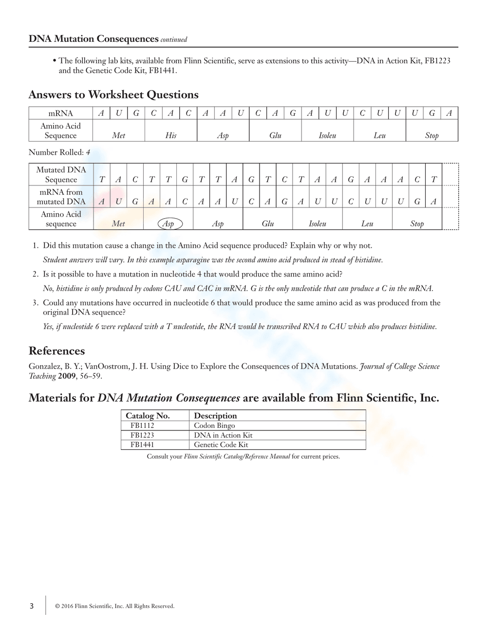 DNA Mutation Consequences Worksheet - Page 2