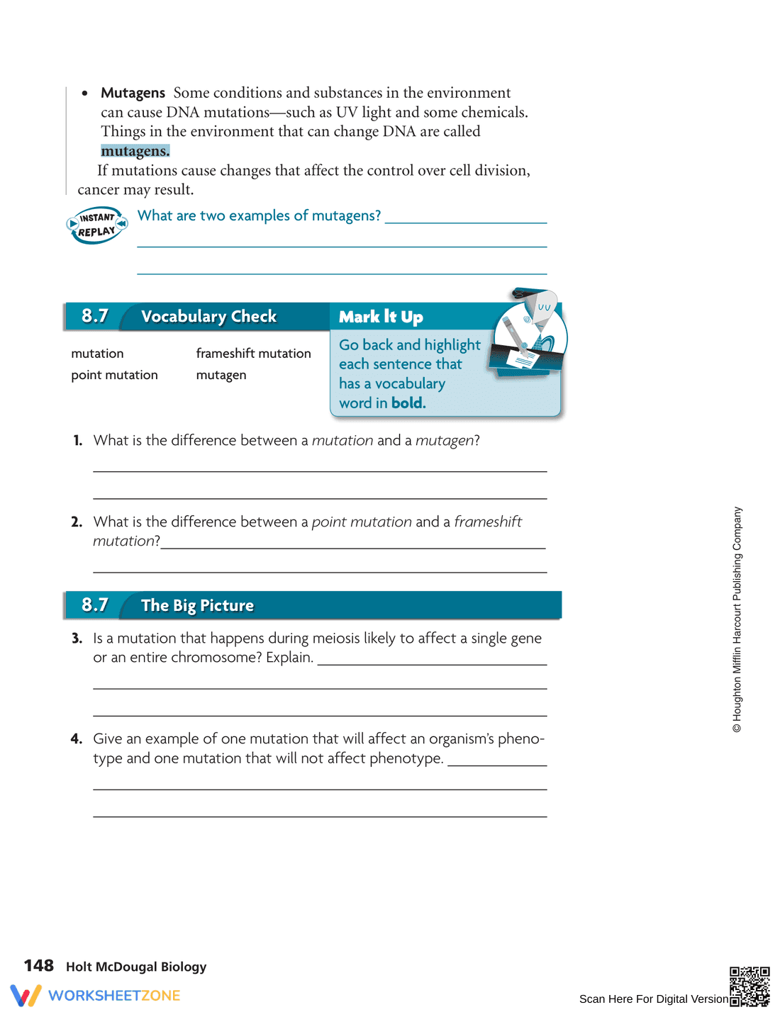 Understanding Mutations Worksheet - Page 3